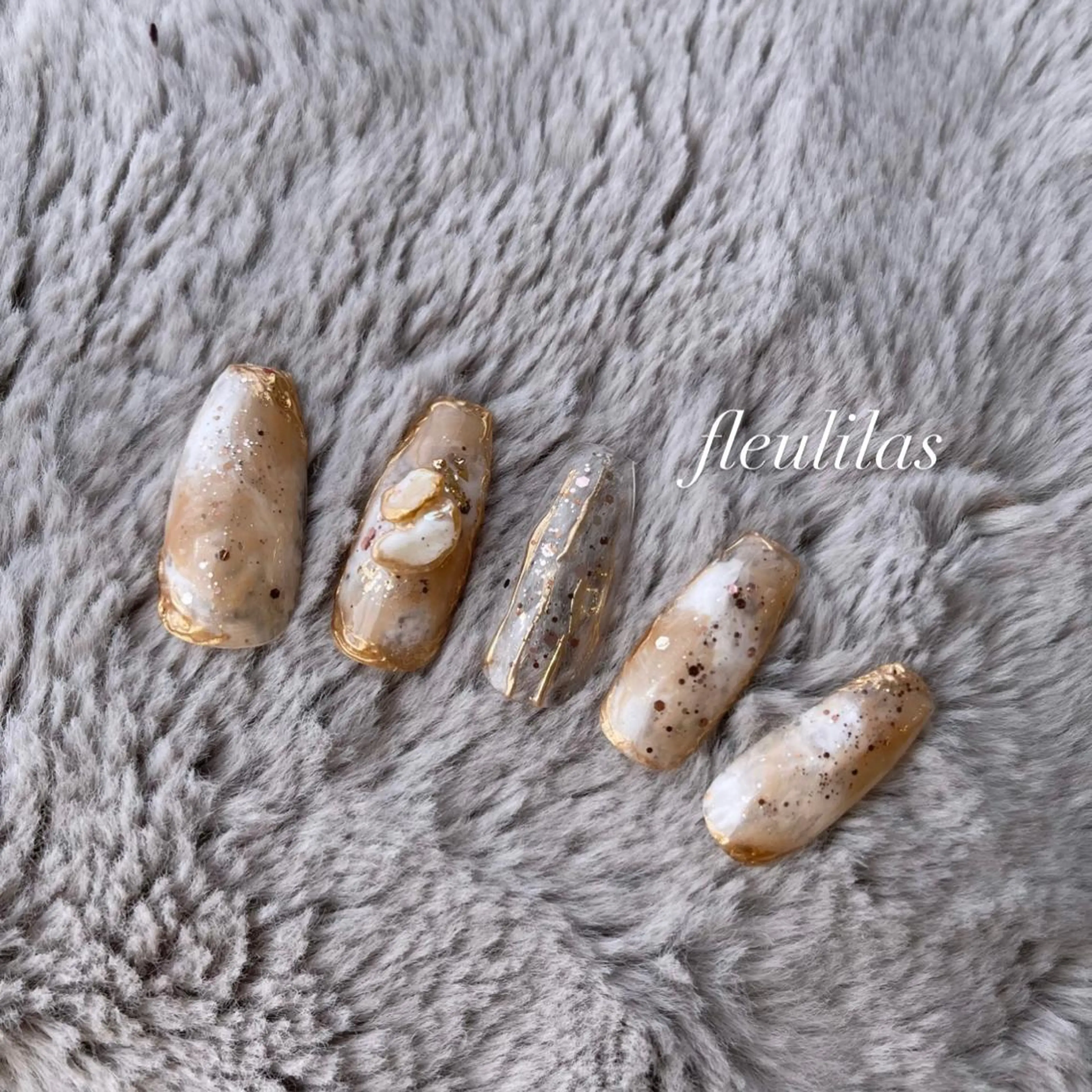 ネイル 大理石ネイル(マーブル) ニュアンスネイル fleulilas 松葉のその他イメージ