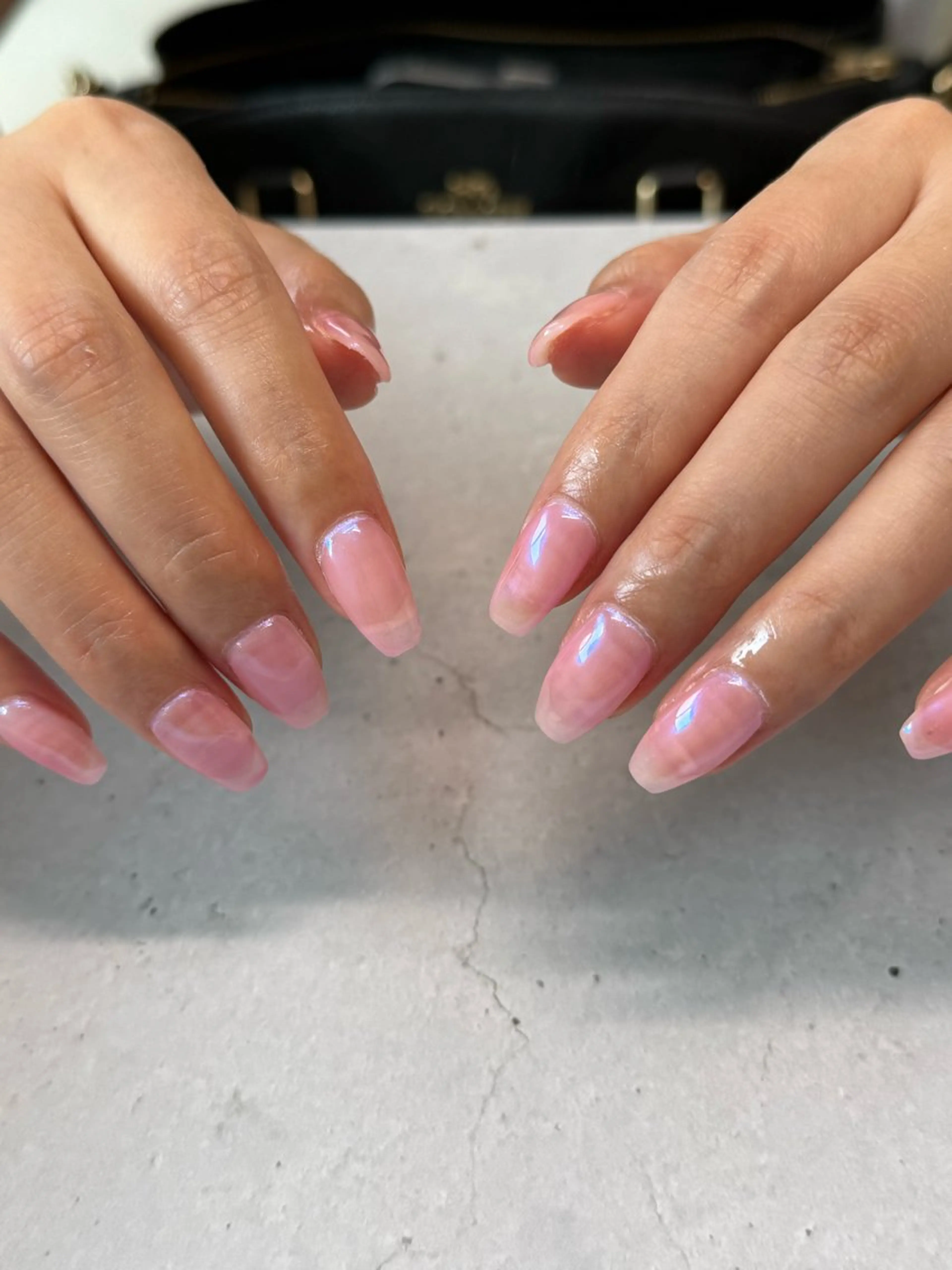 ネイル オーロラネイル ジェルネイル ワンカラーネイル ピンク nailroom amyのネイルデザイン