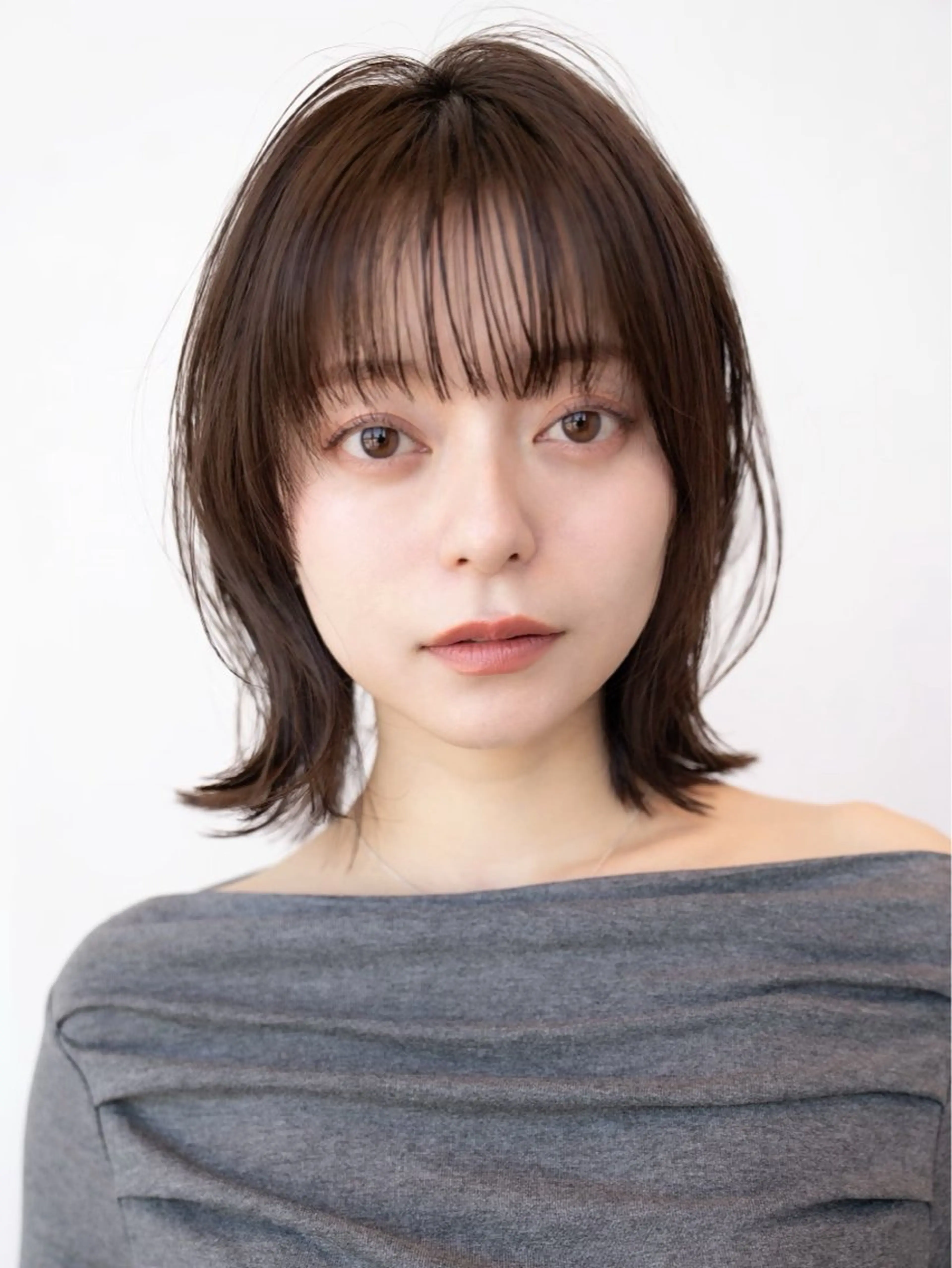 ミディアム カラー カット ヘアカラー トリートメント 垢抜けボブカット /楓のヘアスタイル