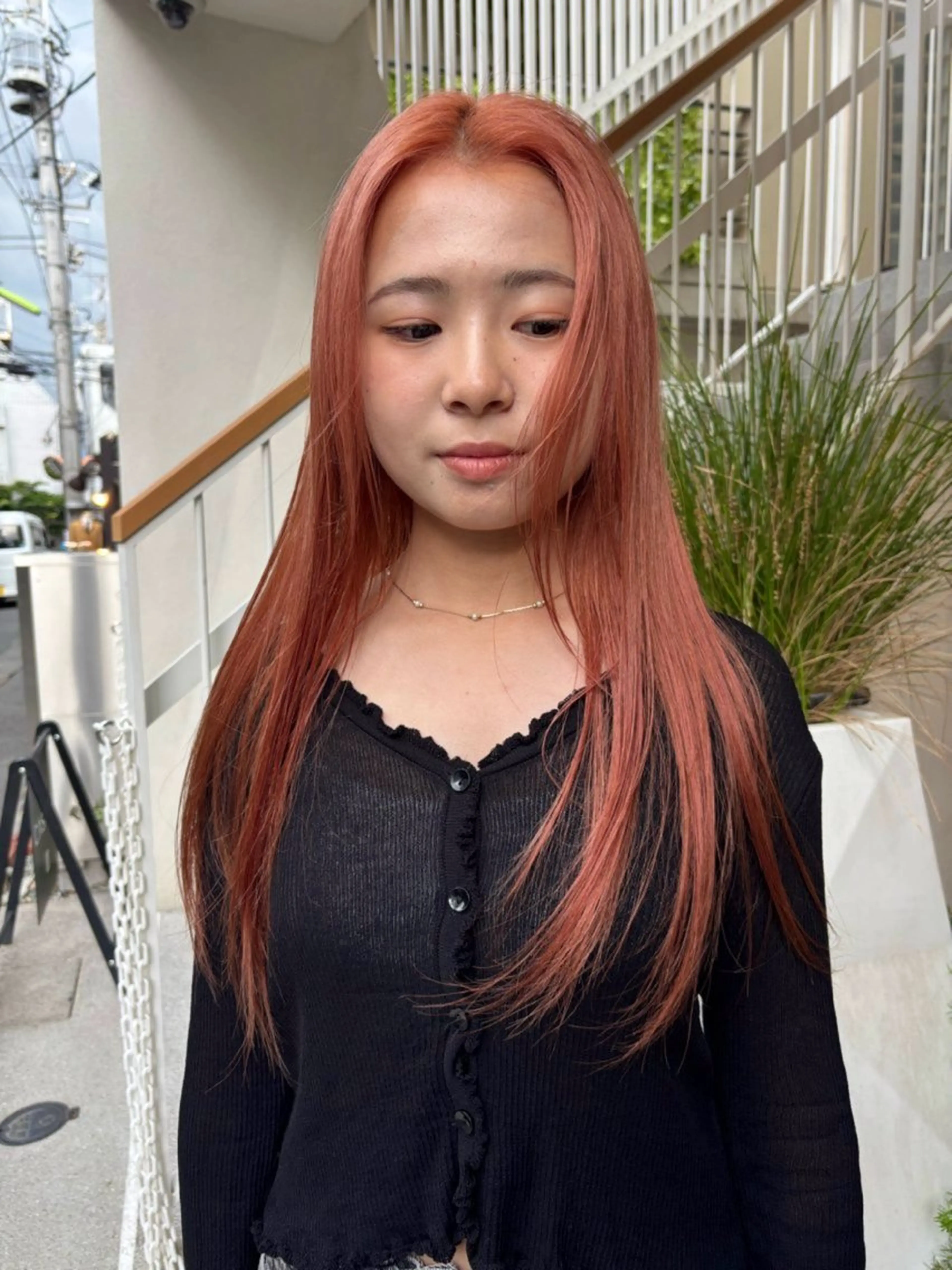 ロング カラー オレンジ ヘアカラー トリートメント ヘッドスパ ヘアセット ケアカラー/ カラーリスト🟠りりのヘアスタイル