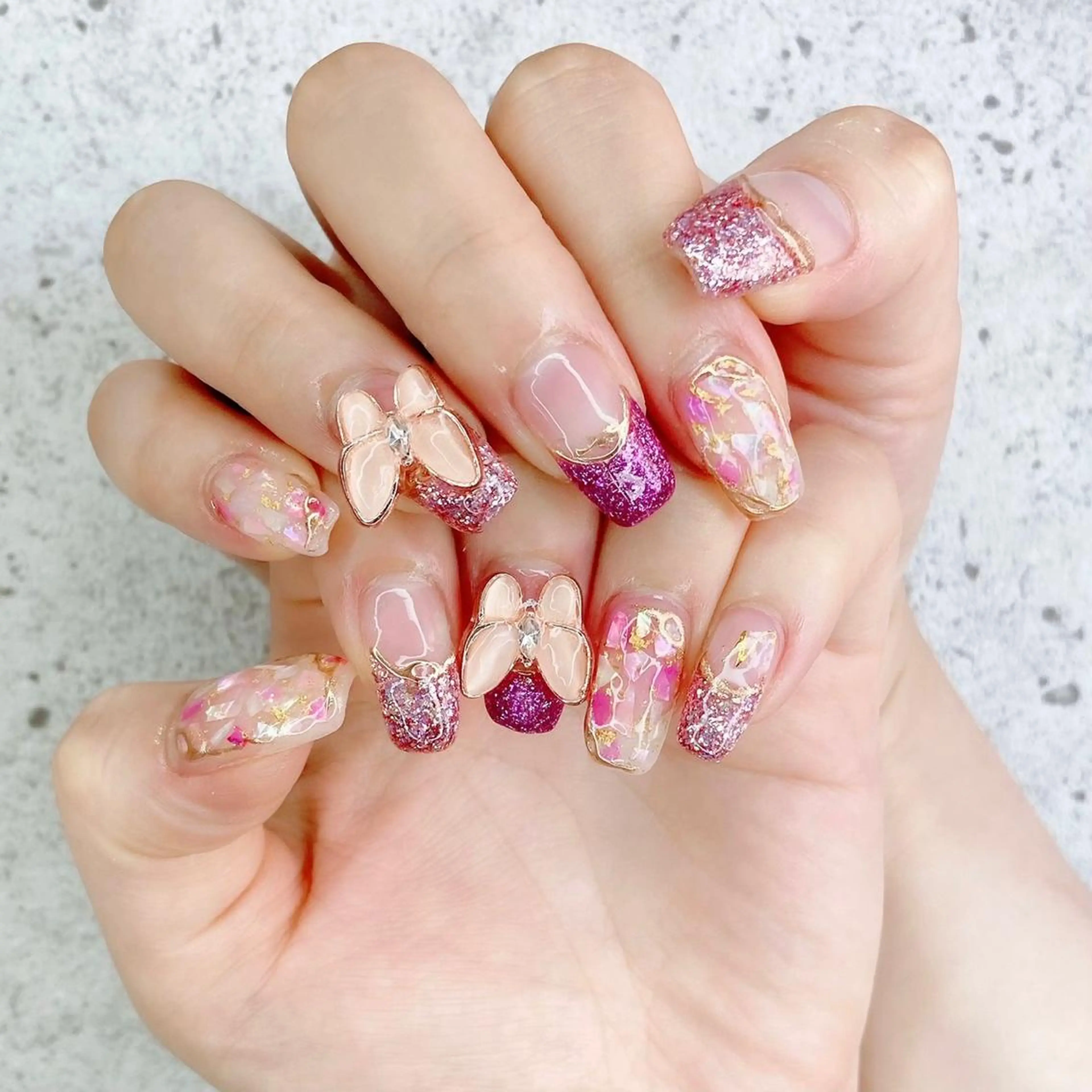 セミロング カラー パーマ ヘアアレンジ メンズ キッズ ネイル マツエク・マツパ アイブロウ ピンクカラー パープルカラー カラーマツエク フレンチネイル ジェルネイル Salon Ｋのネイルデザイン