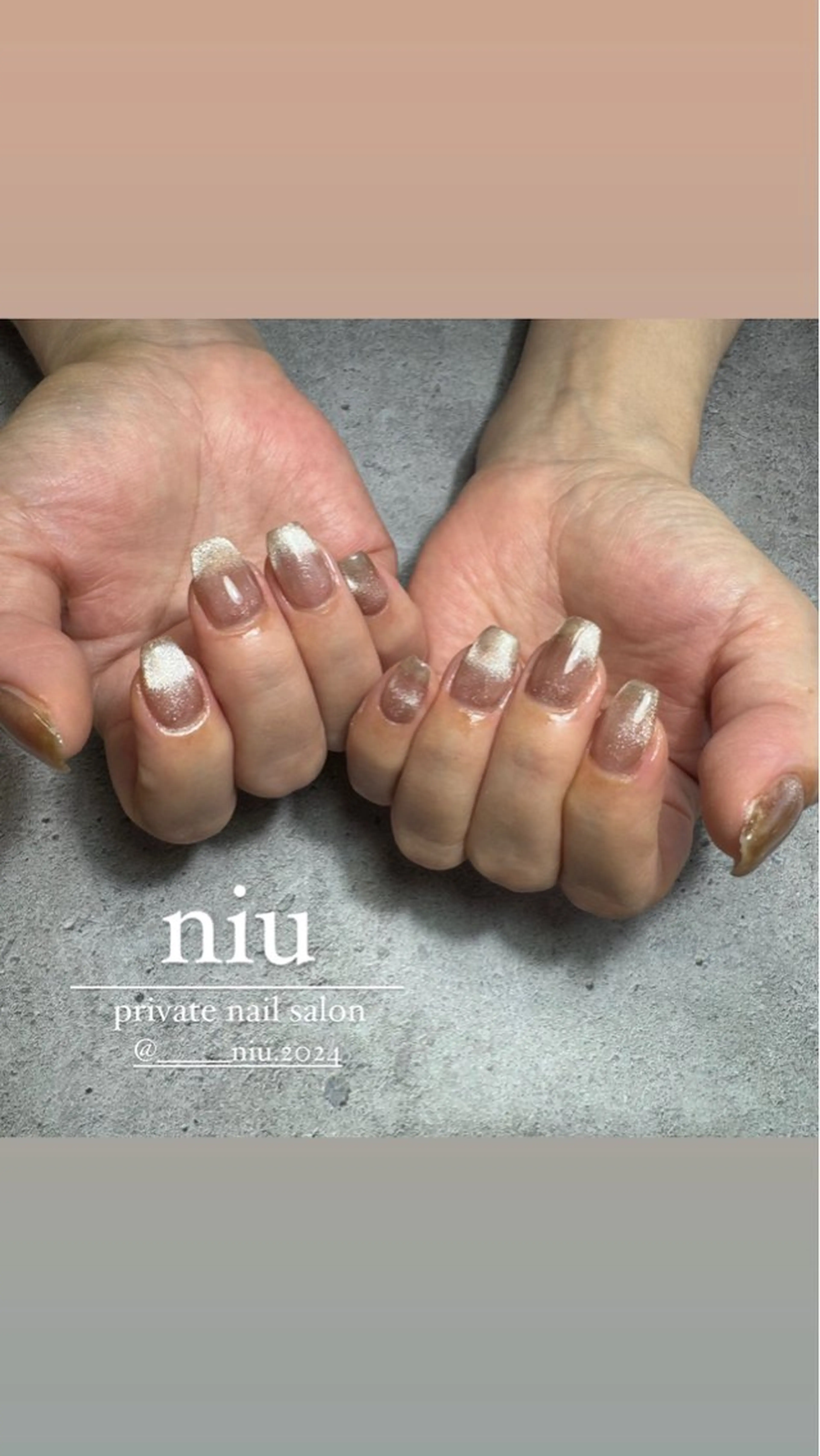 ネイル ブラウン ゴールド マグネットネイル nail salon niuのネイルデザイン