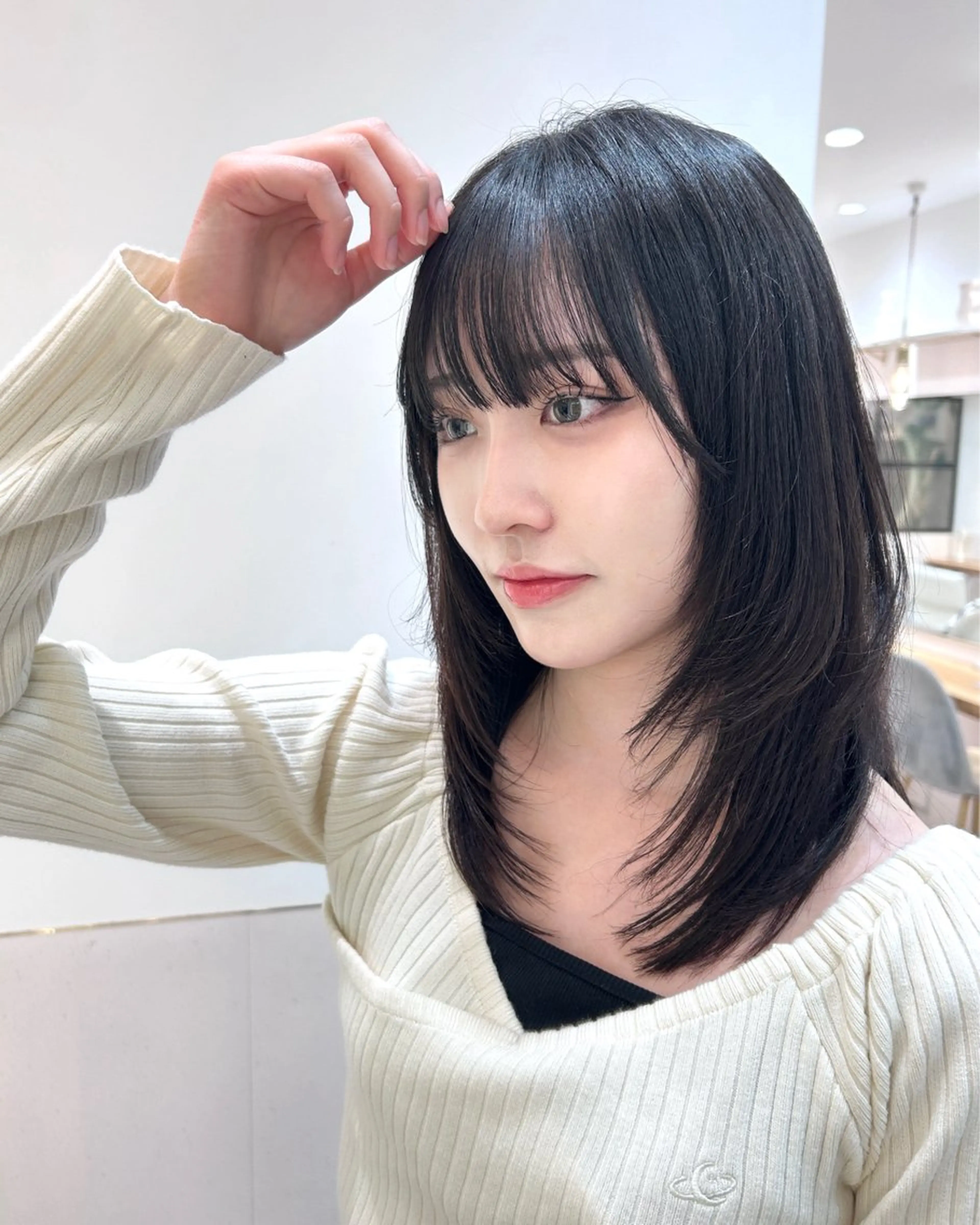 ミディアム 髪質改善 韓国風ヘア レイヤーカット ボブ/レイヤーボブ/ 髪質改善/梶川 夏季のヘアスタイル