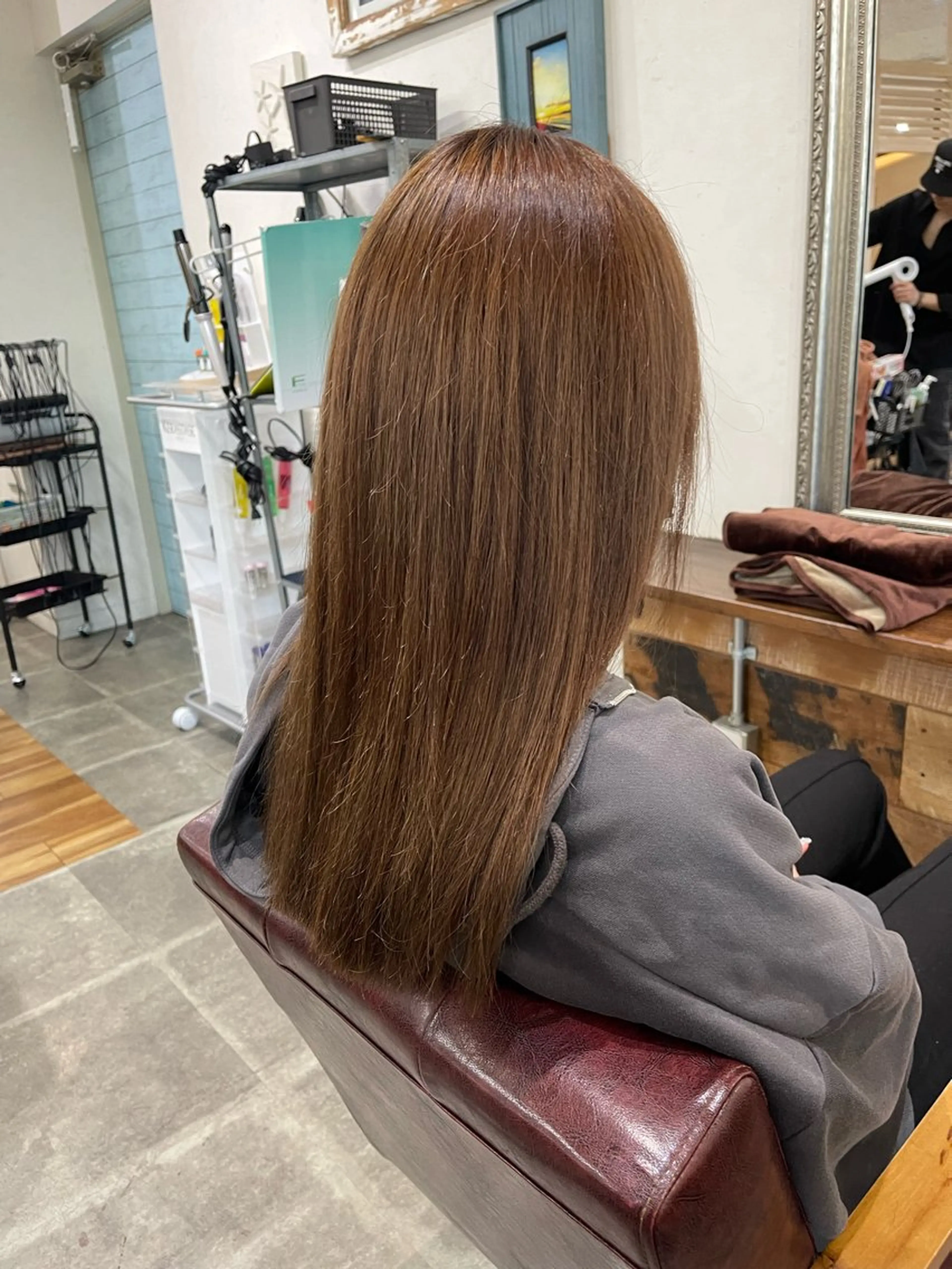 ロング カラー ベージュカラー ブリーチ ケアブリーチ ダブルカラー グレージュ ヘアカラー SOYON西大寺店所属・ダブルカラー/ 髪質改善💎安藤のヘアスタイル