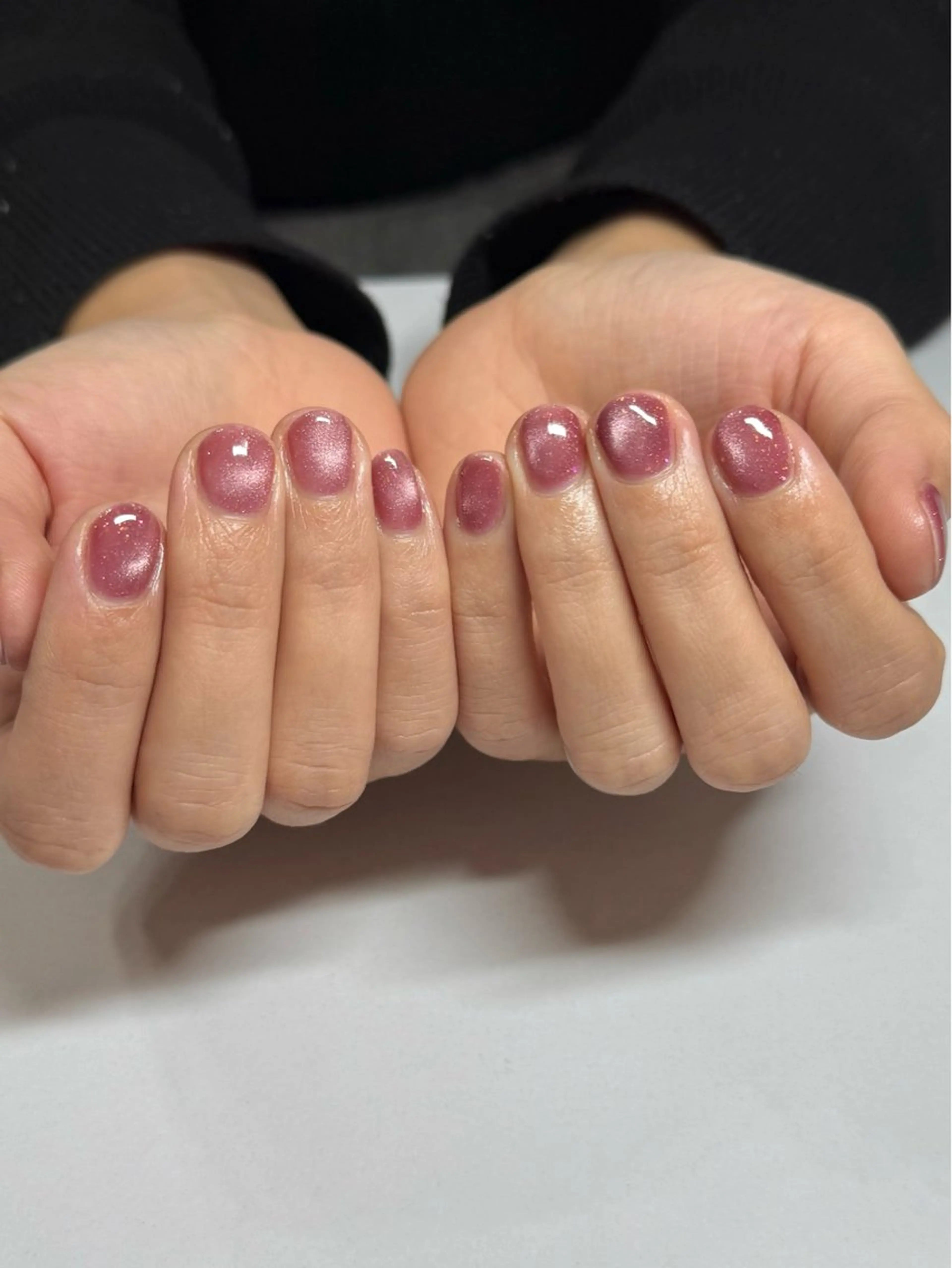 ネイル マグネットネイル マグネットワンカラー ビー玉ネイル ワンカラーネイル ピンク nailroom lilasのネイルデザイン