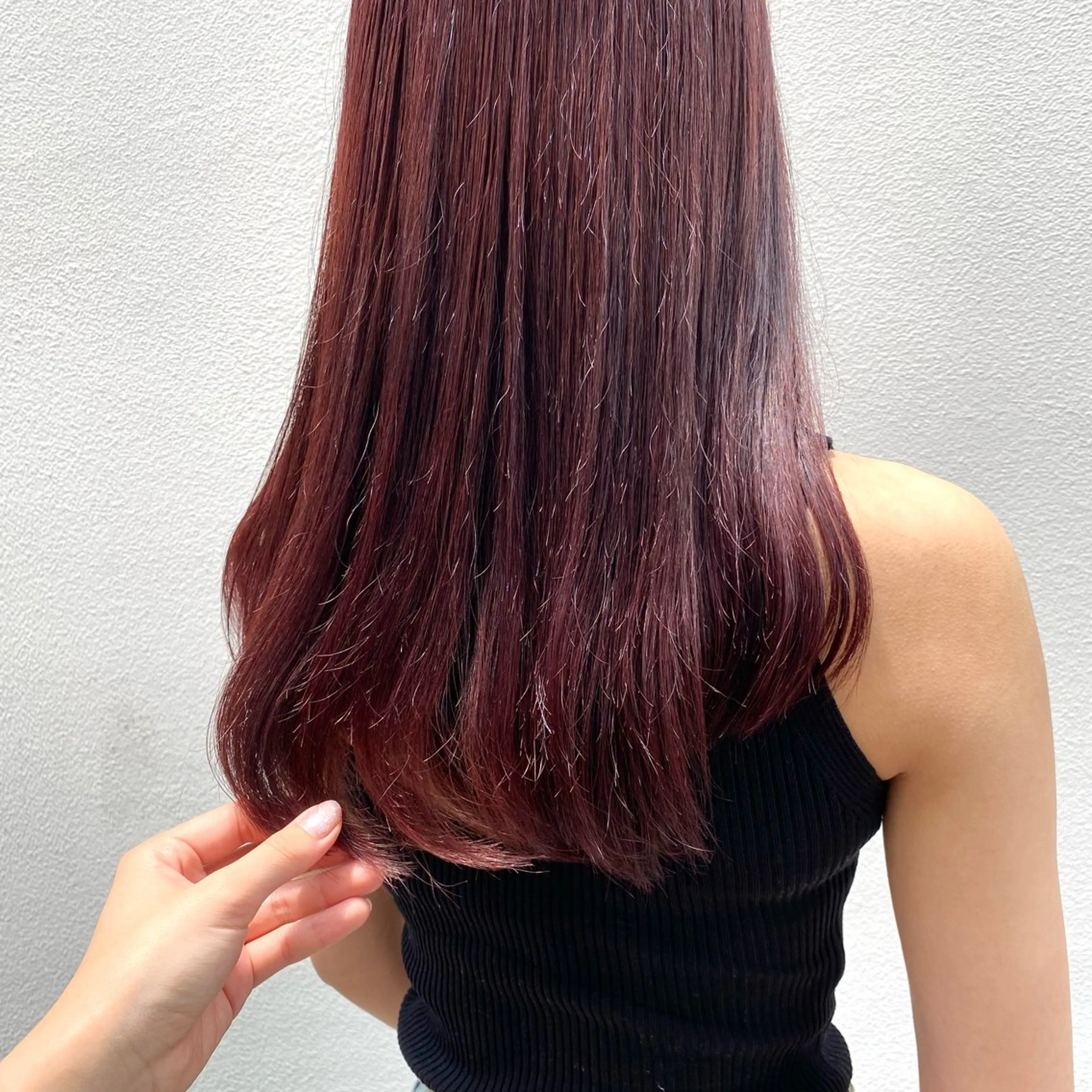 ロング カラー ブリーチ カシス ブリーチなしカラー レッドカラー 暖色艶color / ボブ🦩Rioのヘアスタイル