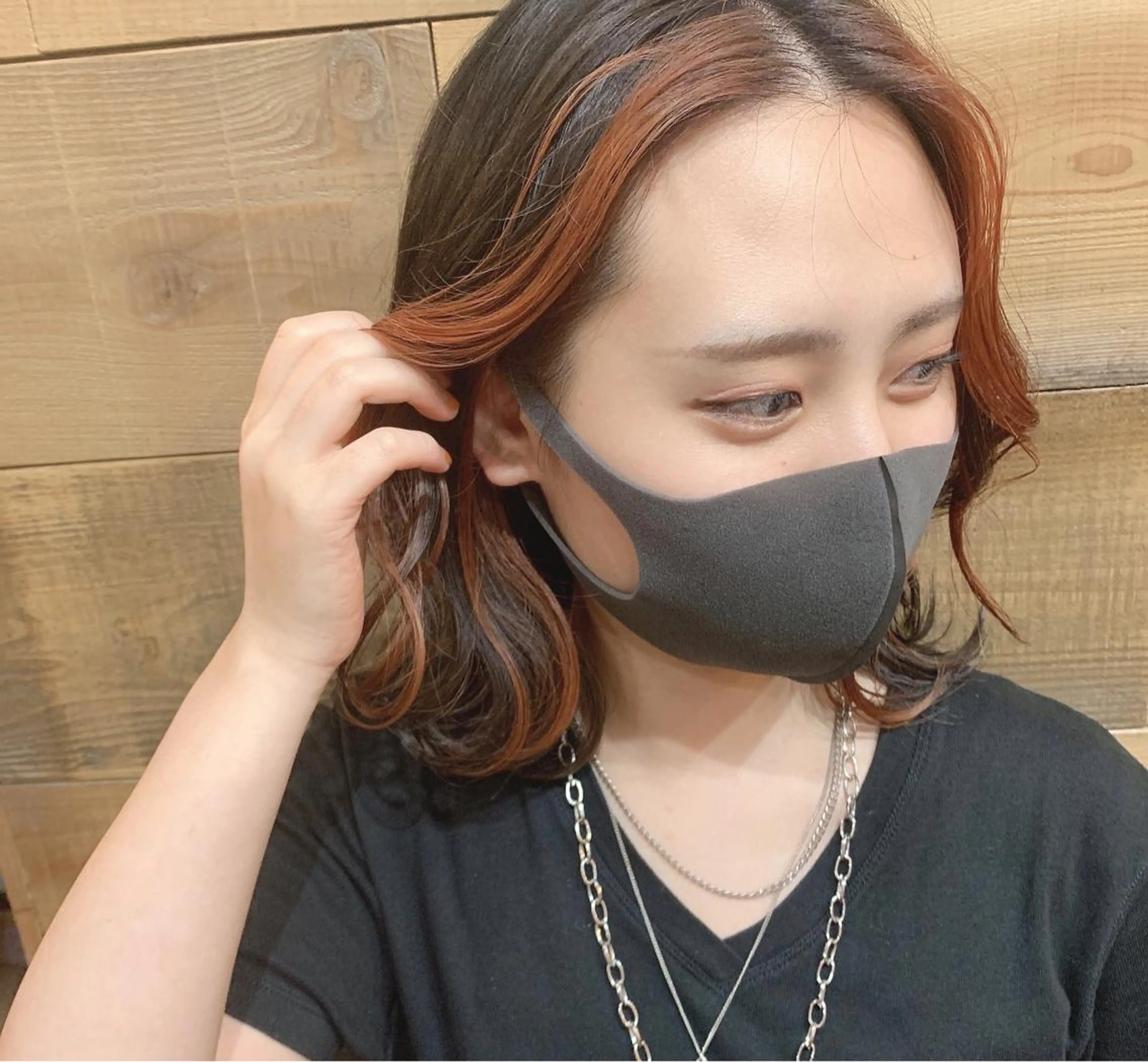 ミディアム カラー ミストバング フェイスフレーミング カット ヘアカラー SHIAN 八王子👼鬼塚さやかのヘアスタイル