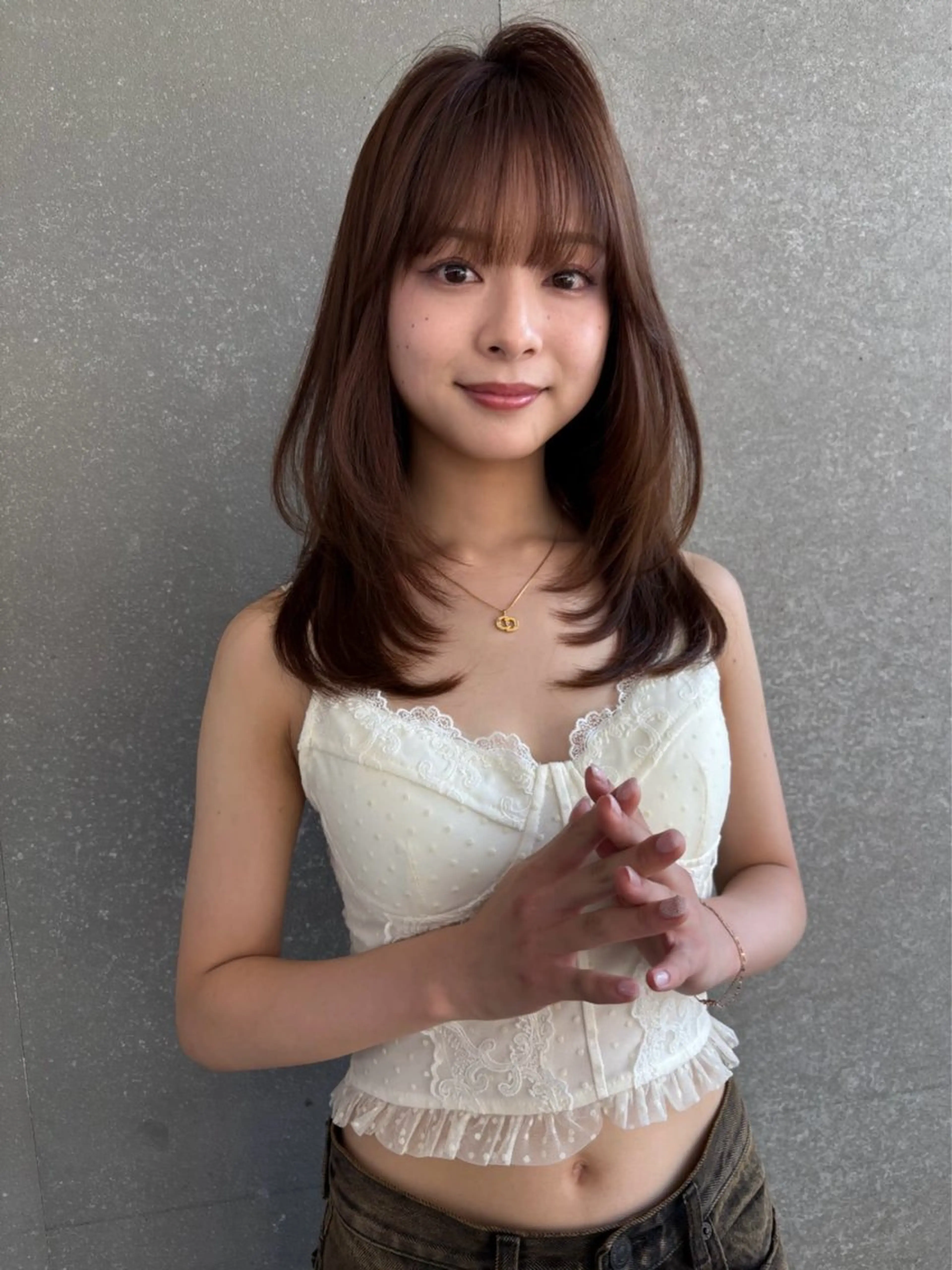 ミディアム カラー 髪質改善 レイヤーカット 縮毛矯正 【美髪矯正) 吉村　清志のヘアスタイル