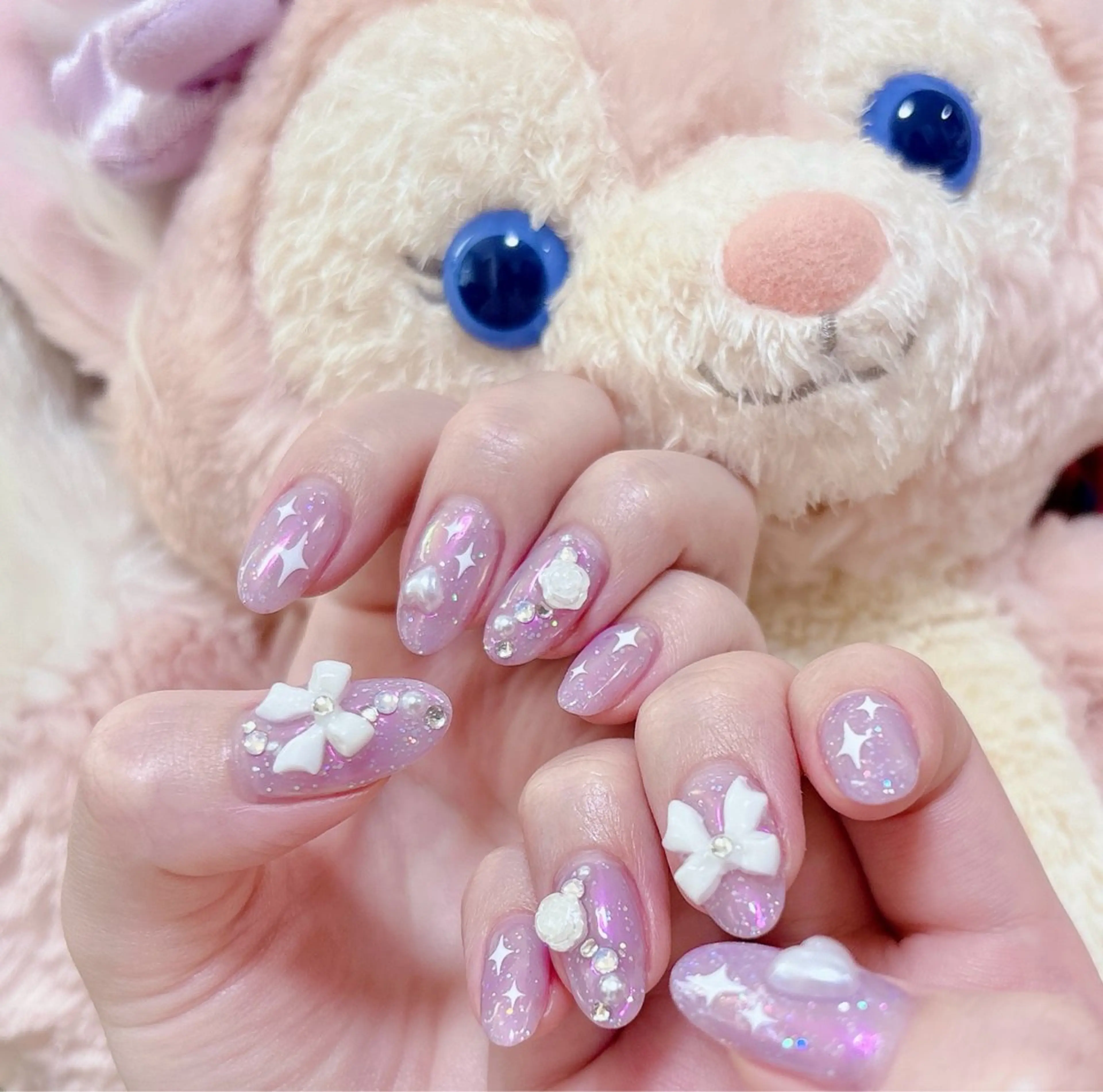 ネイル オーロラネイル 氷ネイル・うるうるネイル ハンドネイル FLARE NAIL フレアネイルのネイルデザイン