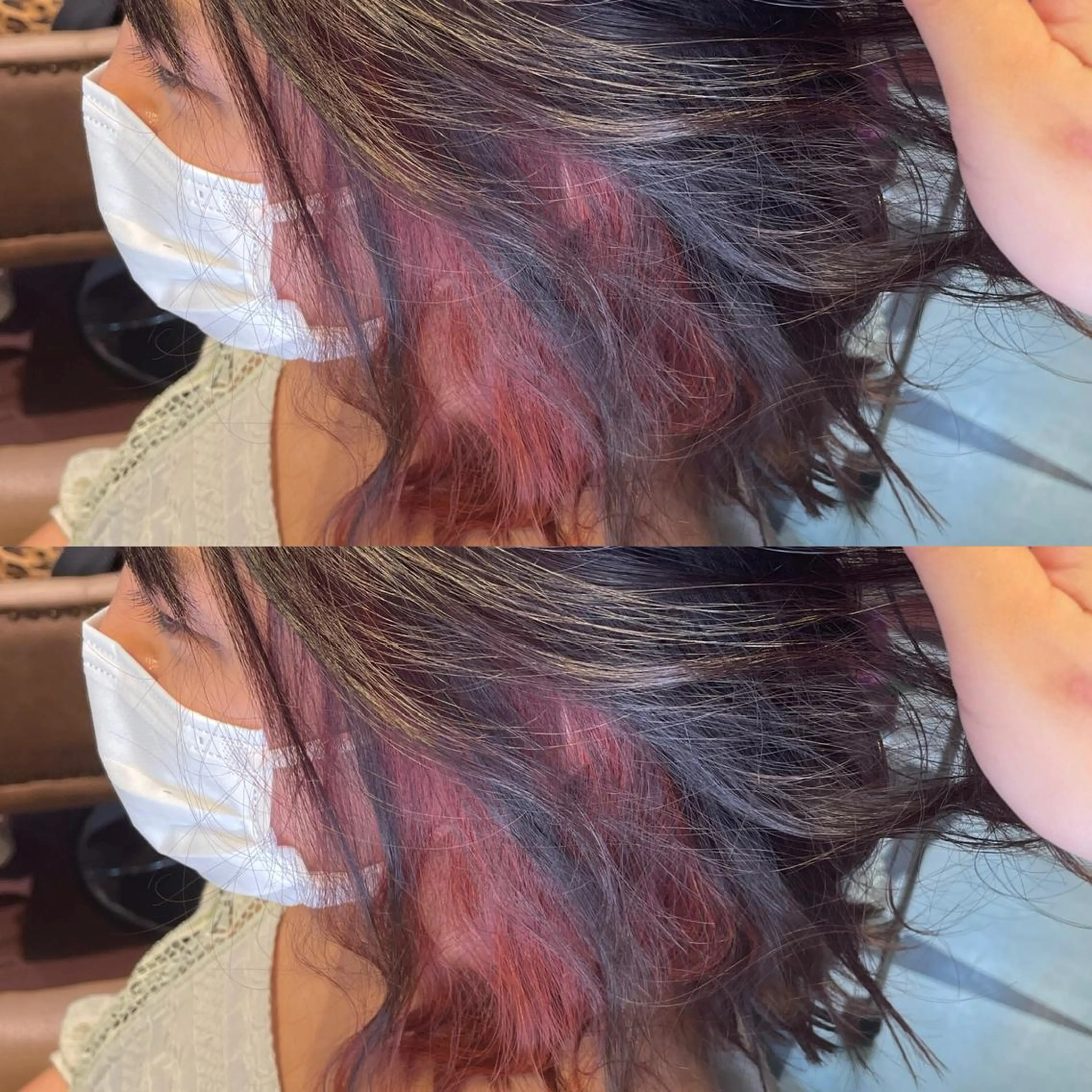 ミディアム カラー ブリーチ ケアブリーチ インナーカラー ピンクカラー 👑派手髪/カット 👑ANRYのヘアスタイル