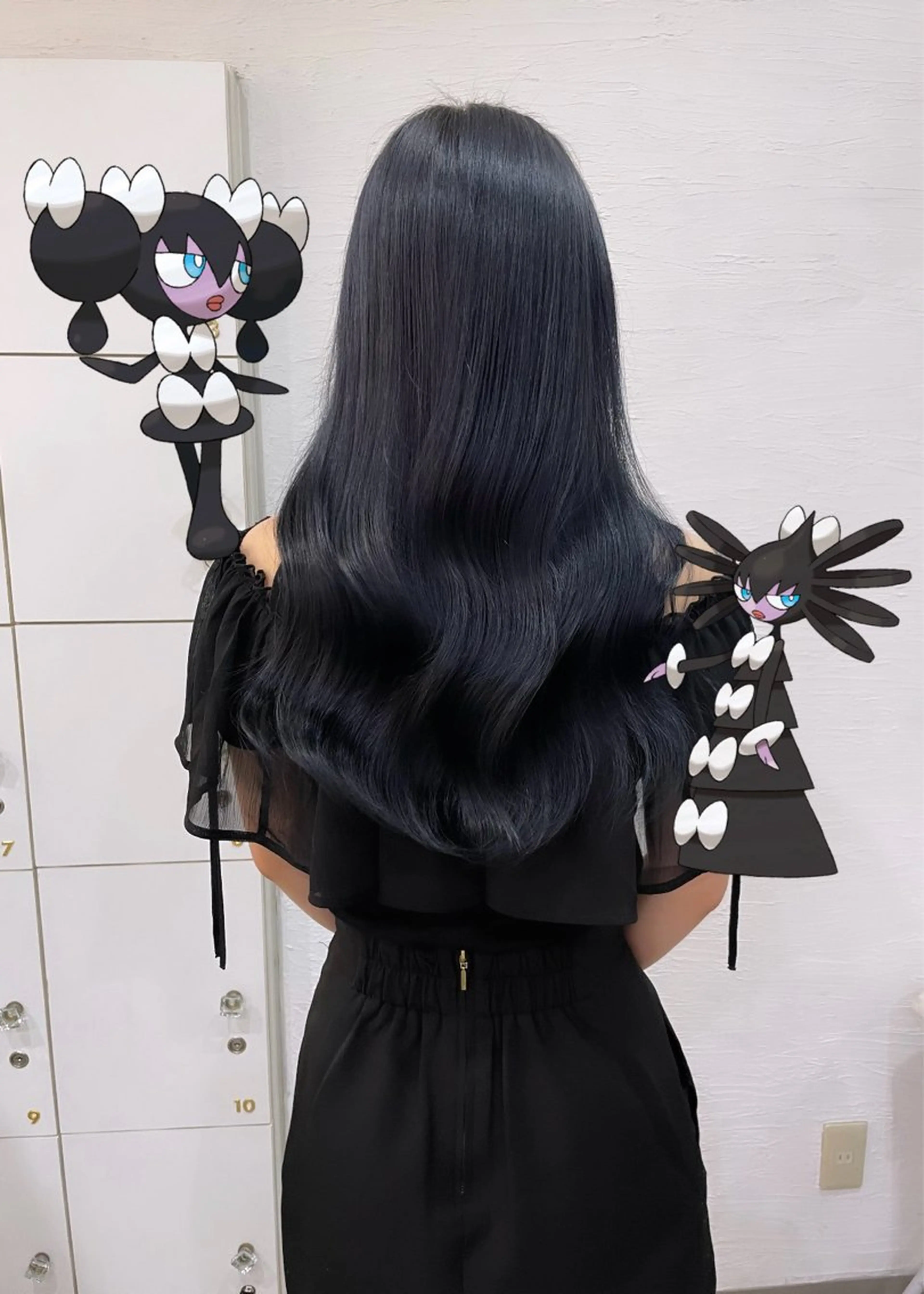 ロング カラー 黒髪 ブルーカラー ブルーブラック inqまい/名古屋駅 🦋ブリーチカラーのヘアスタイル