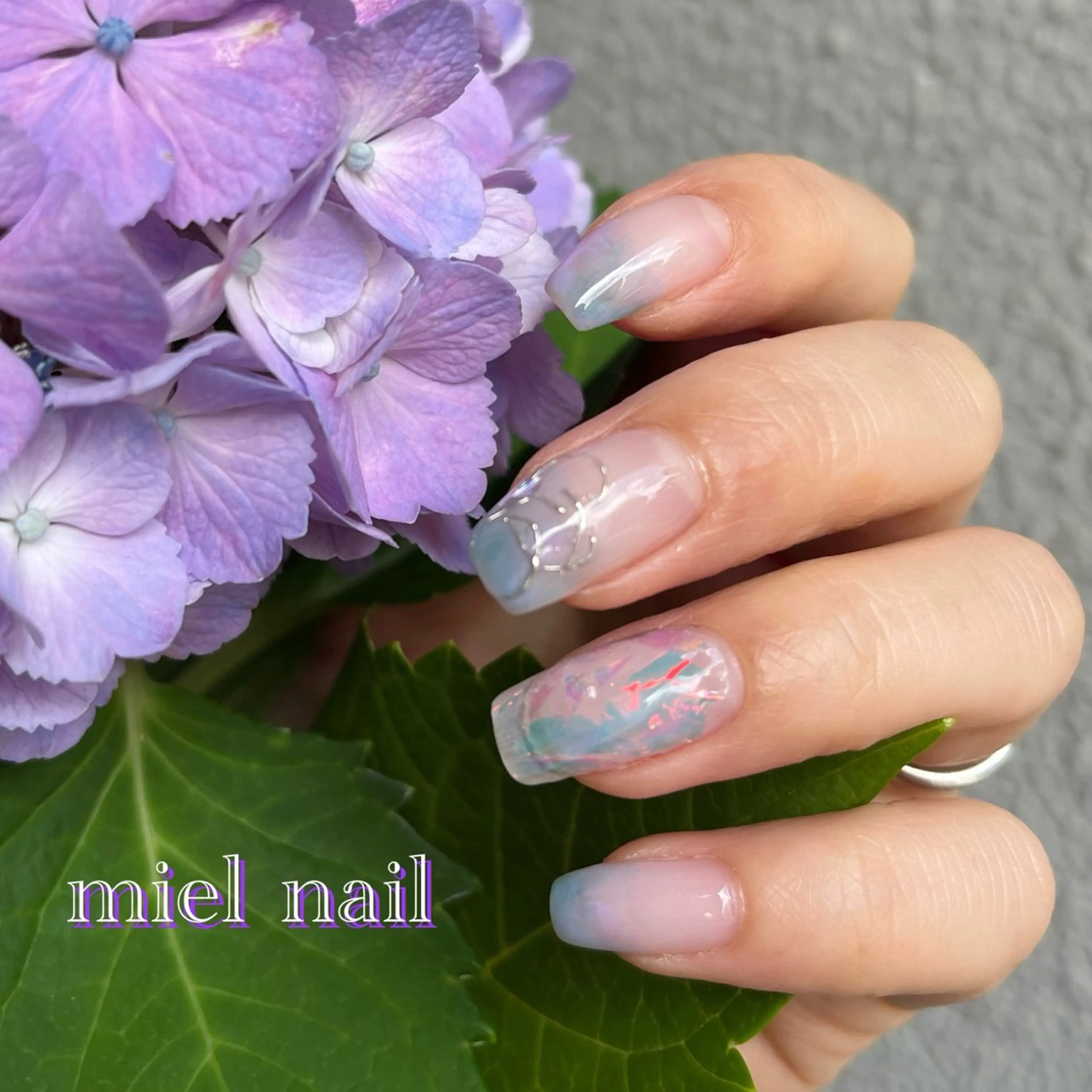 ネイル アートネイル 大理石ネイル(マーブル) 夏ネイル ハンドネイル miel nailのネイルデザイン