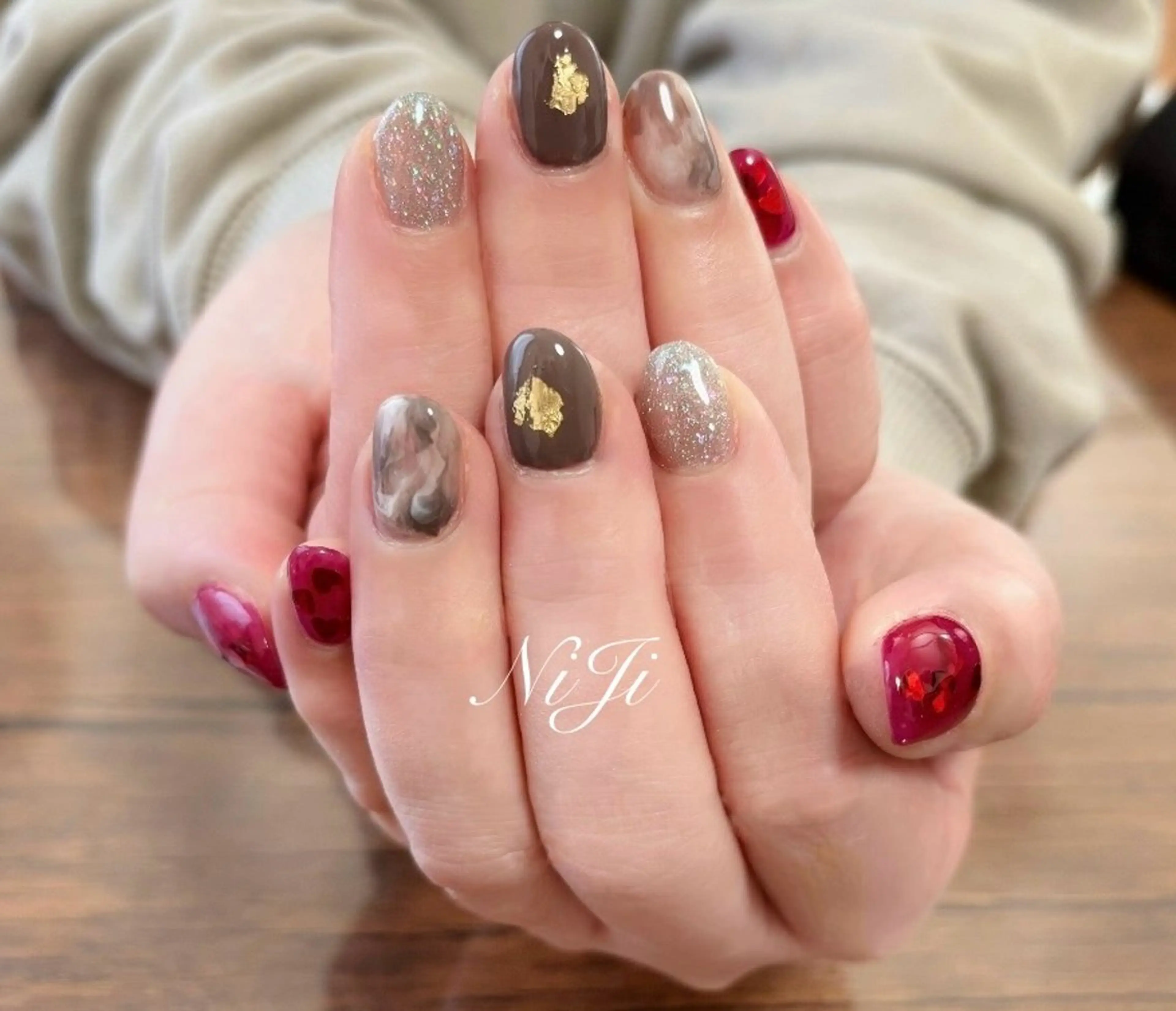 ネイル ジェルネイル ハート バレンタイン nailsalon N iＪｉのネイルデザイン