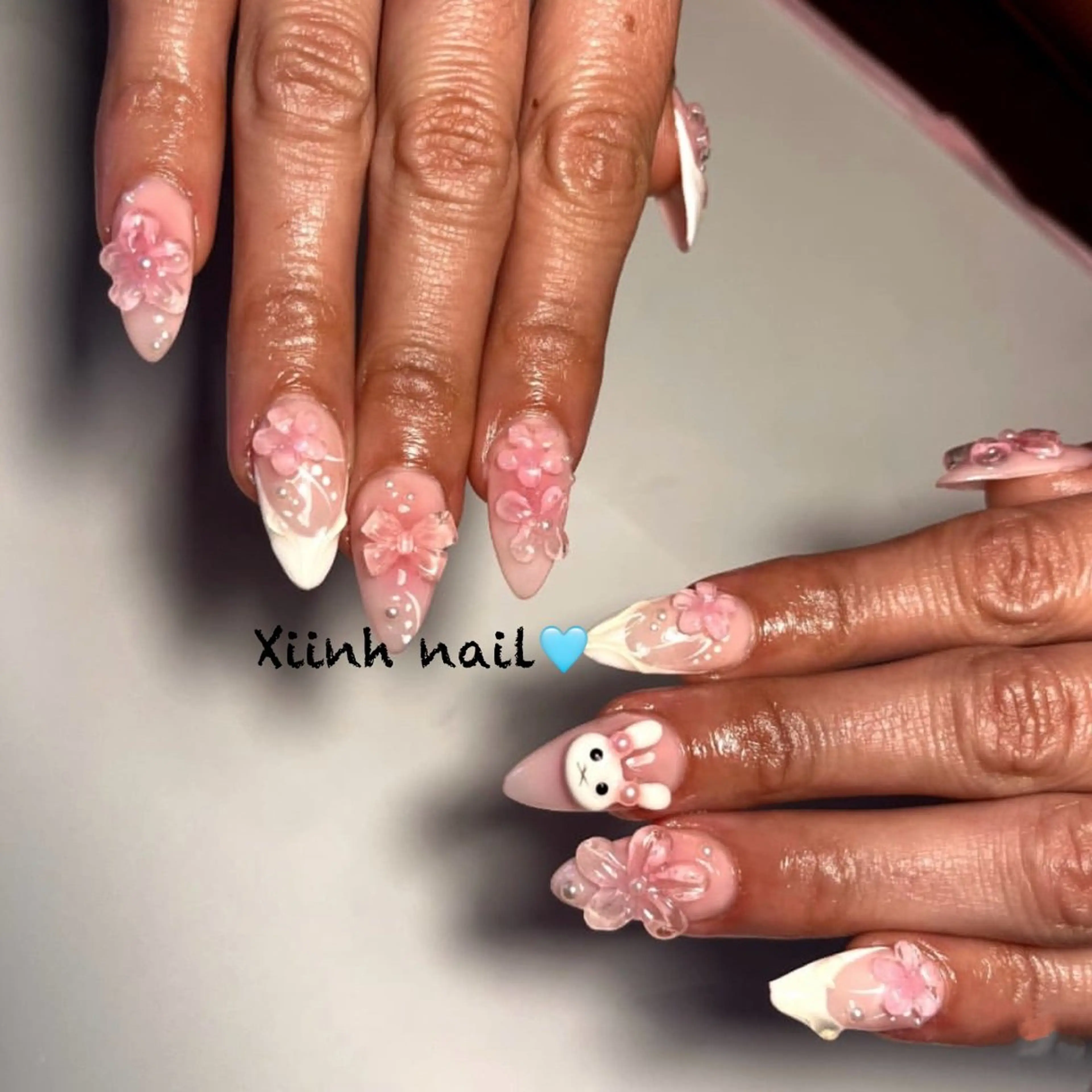 ネイル チークネイル 桜ネイル フットネイル フレンチネイル ジェルネイル ハンドネイル 馬詰 にゅんのネイルデザイン