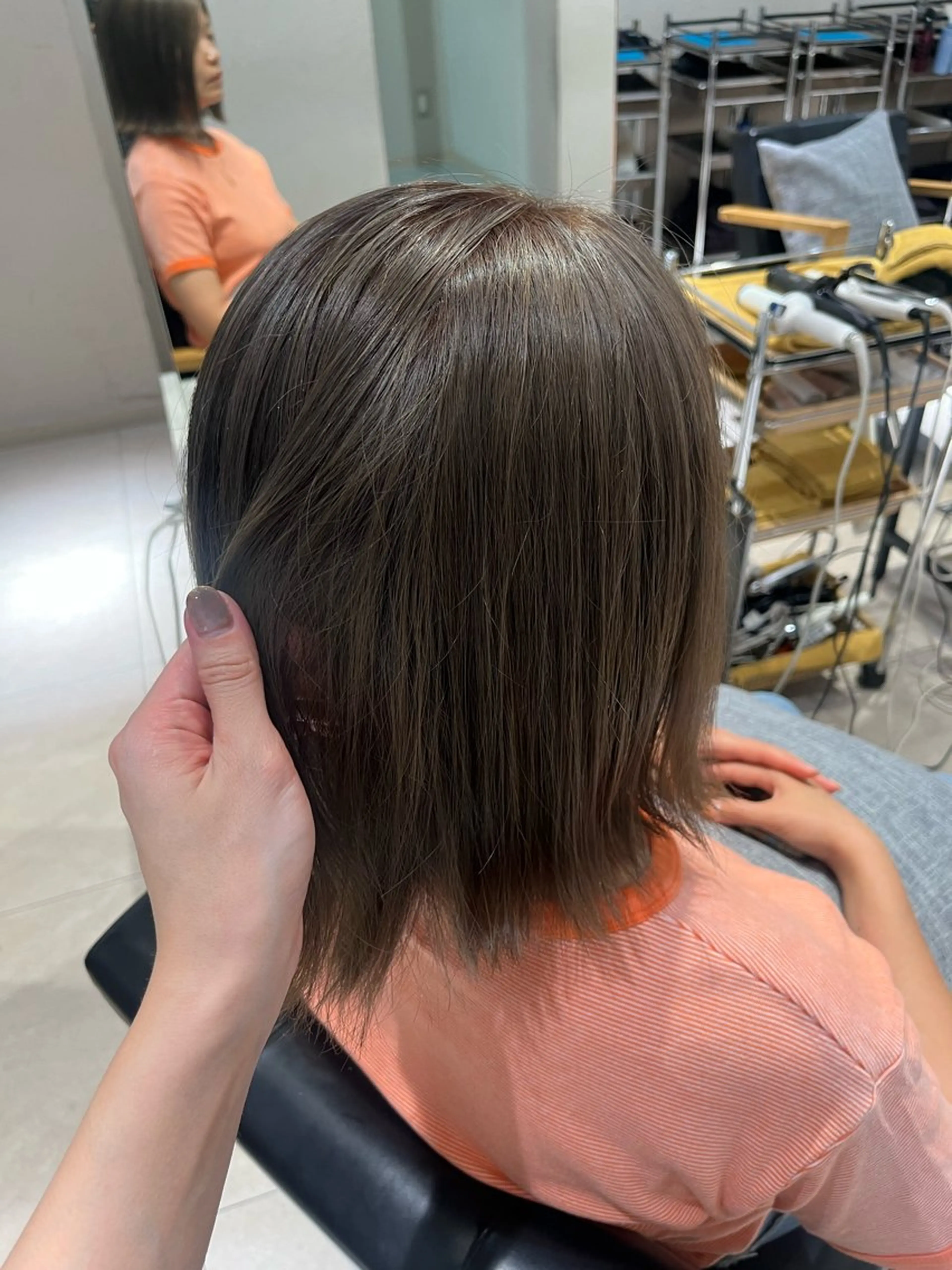 ミディアム カラー ブリーチ 透明感カラー 後藤 愛美/ショートヘアのヘアスタイル