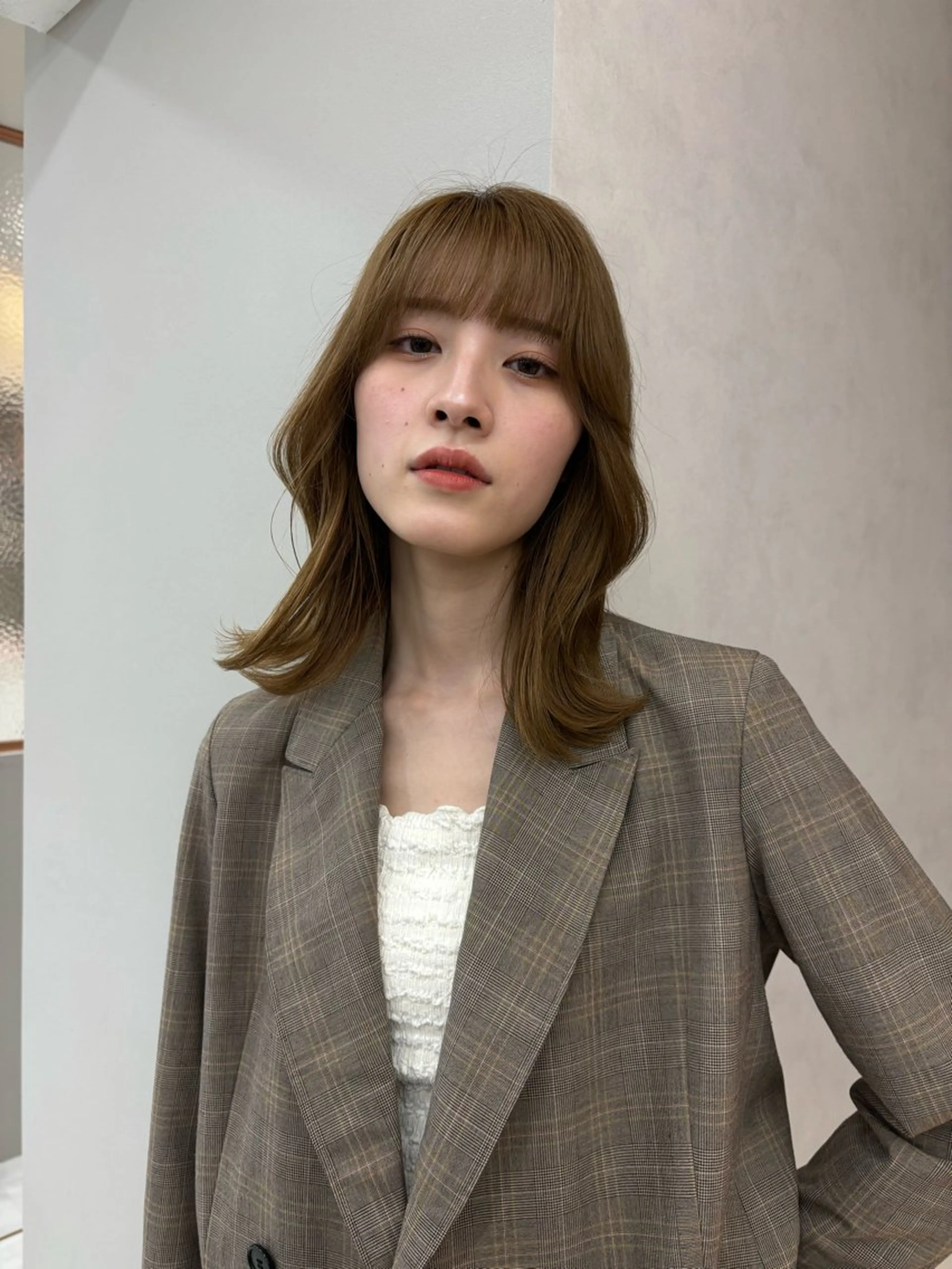 セミロング カラー くびれヘア 外ハネヘア 💖美髪矯正／透明感 カラー💖のぞみのヘアスタイル