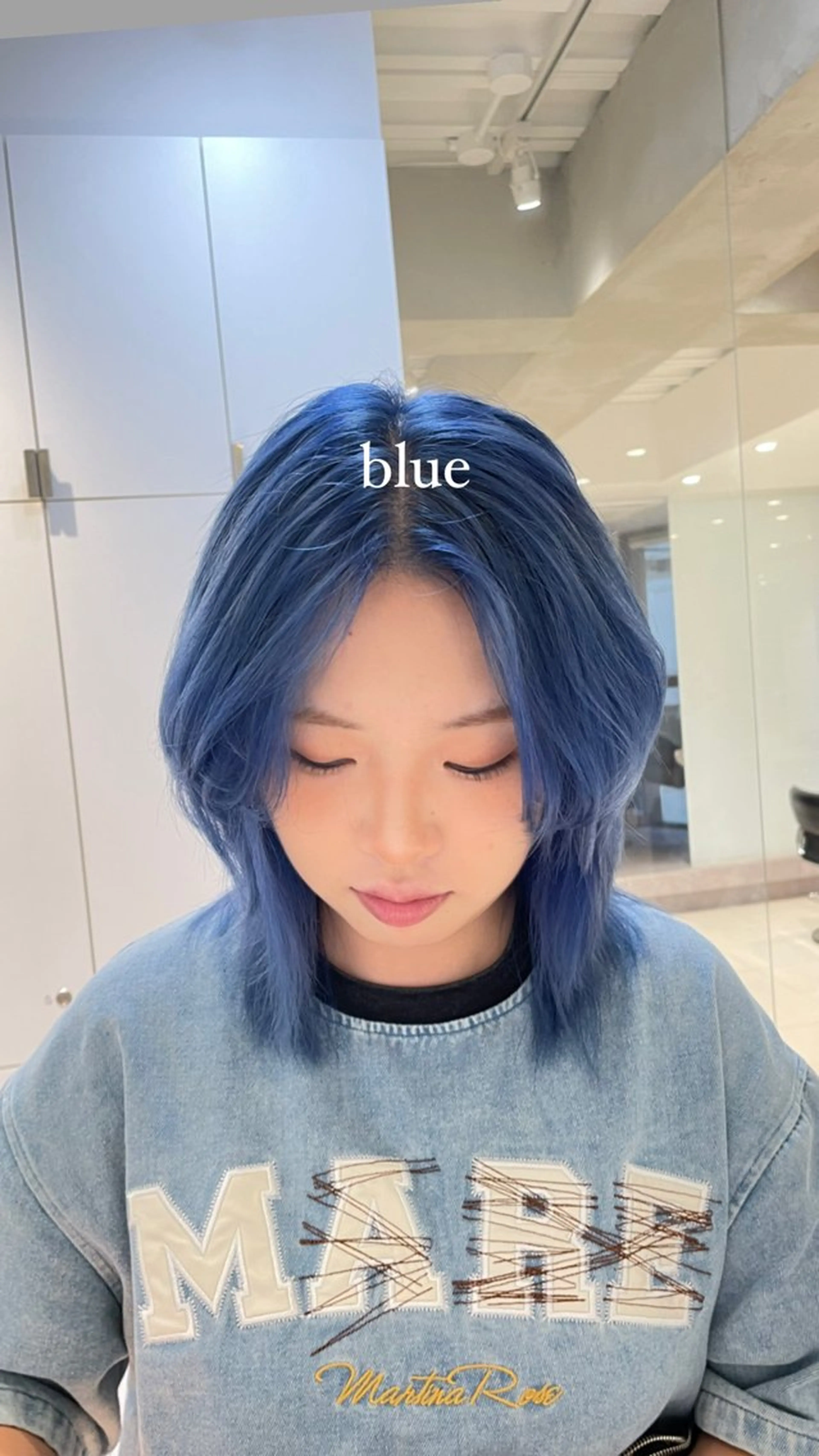 ミディアム カラー ヘアアレンジ ブリーチ ブルーカラー ヘアカラー トリートメント ヘアセット topstylist 🖤川辺晴加🖤のヘアスタイル