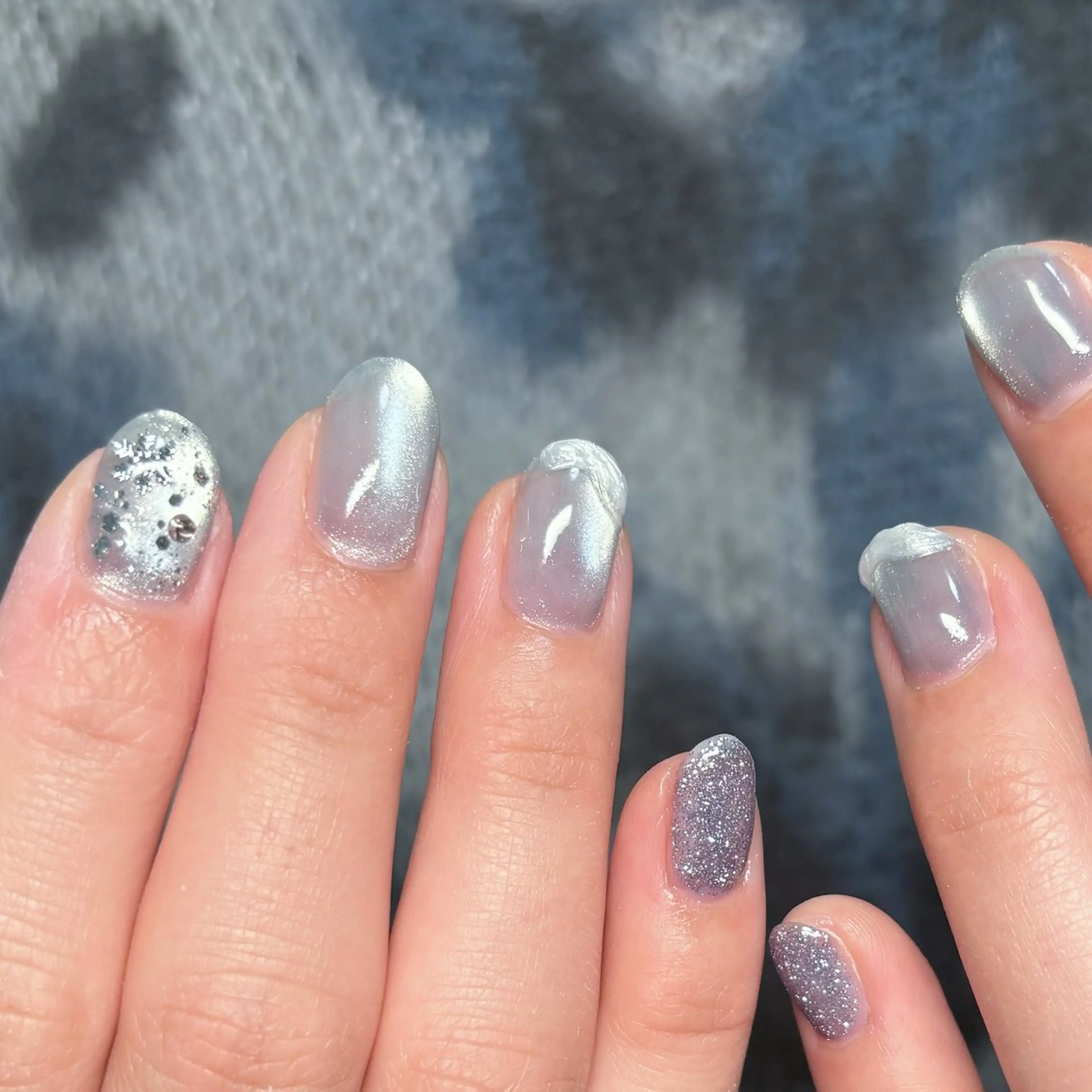 ネイル マグネットネイル 冬ネイル ハンドネイル nail salon Lanaのネイルデザイン