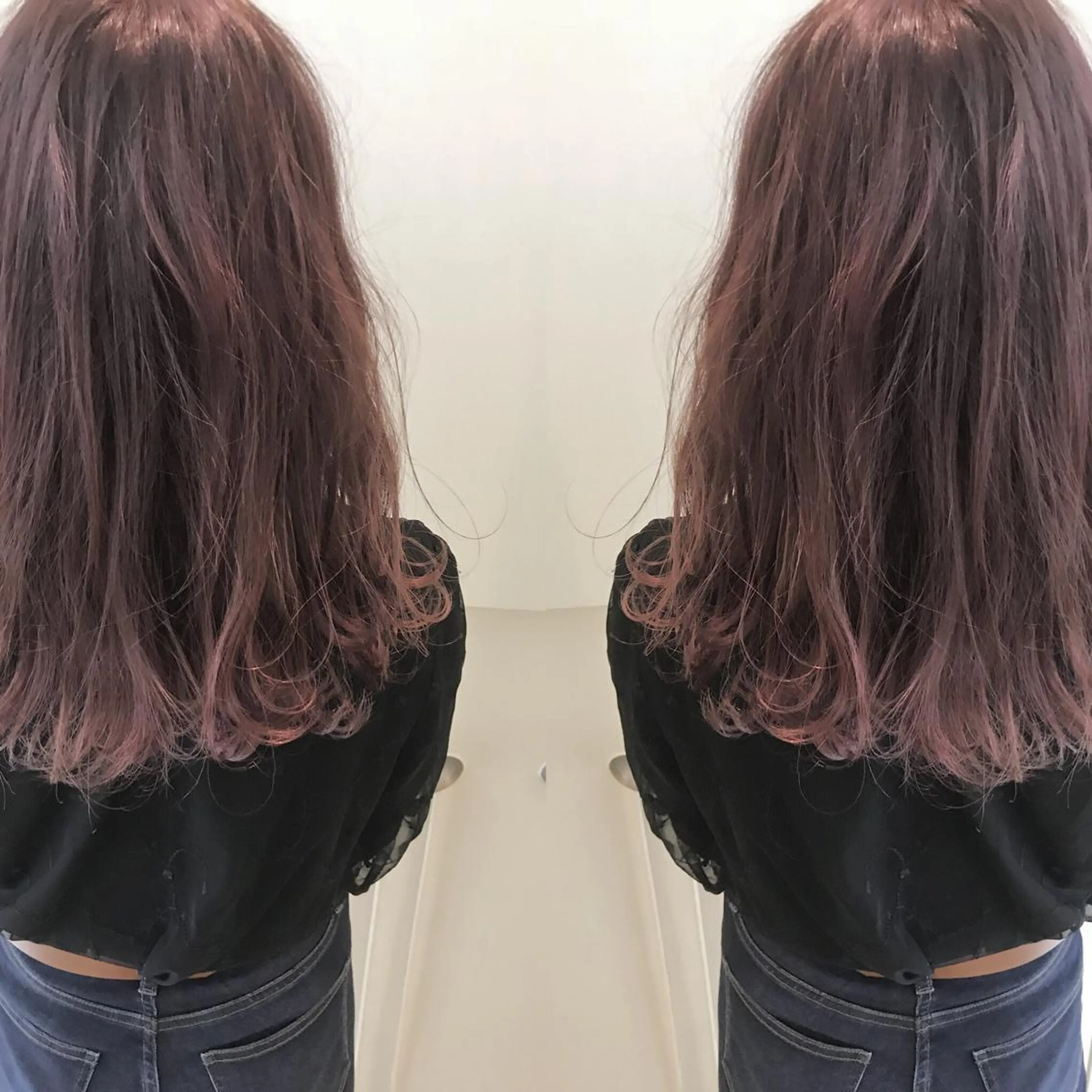 ミディアム カラー ピンクカラー AILEE所属・ウルフカット レイヤーカット上柿のヘアスタイル