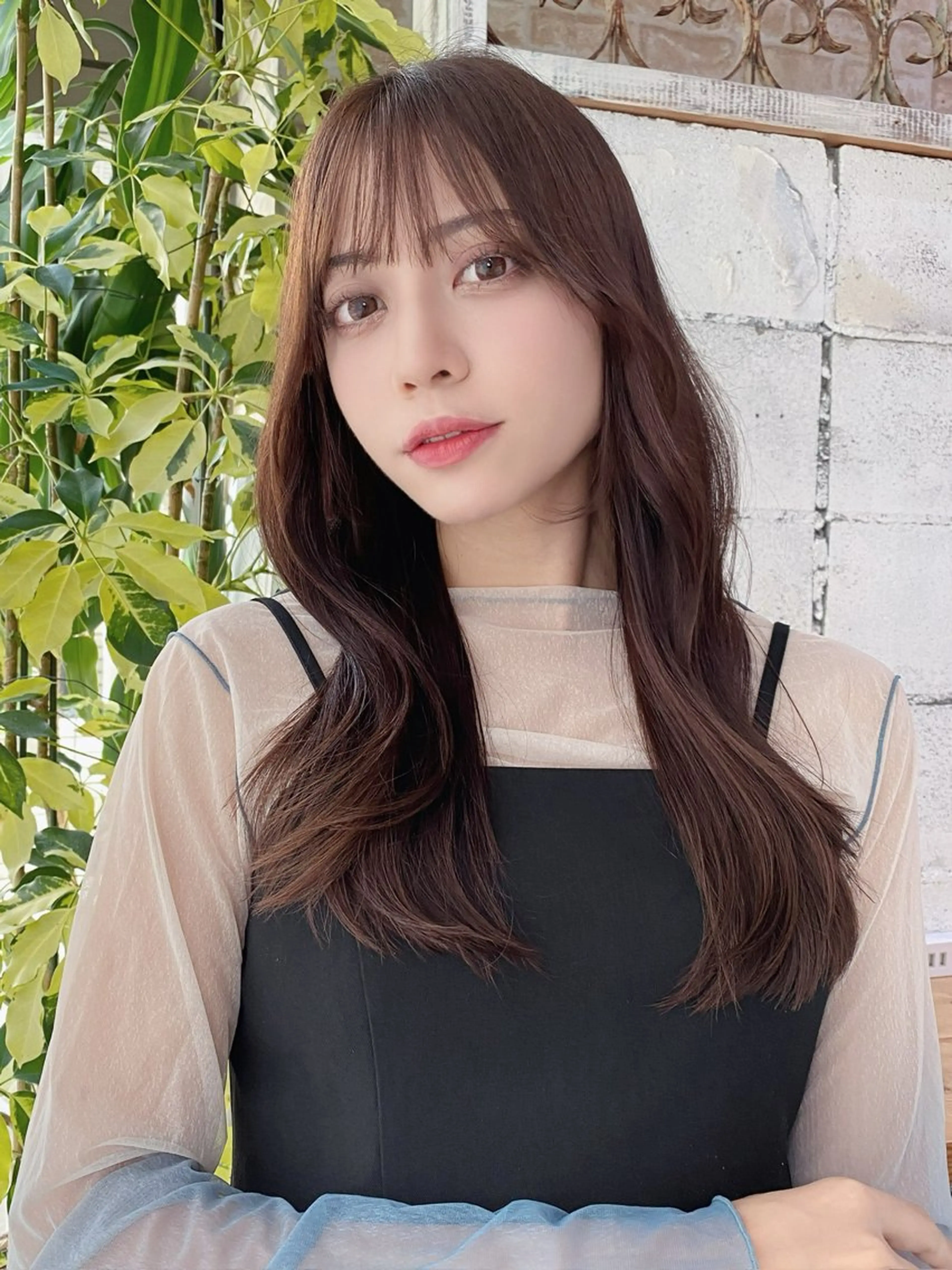 セミロング カラー カット ヘアカラー トリートメント ヘアセット 【韓国レイヤー特化 ハッシュカット】のヘアスタイル