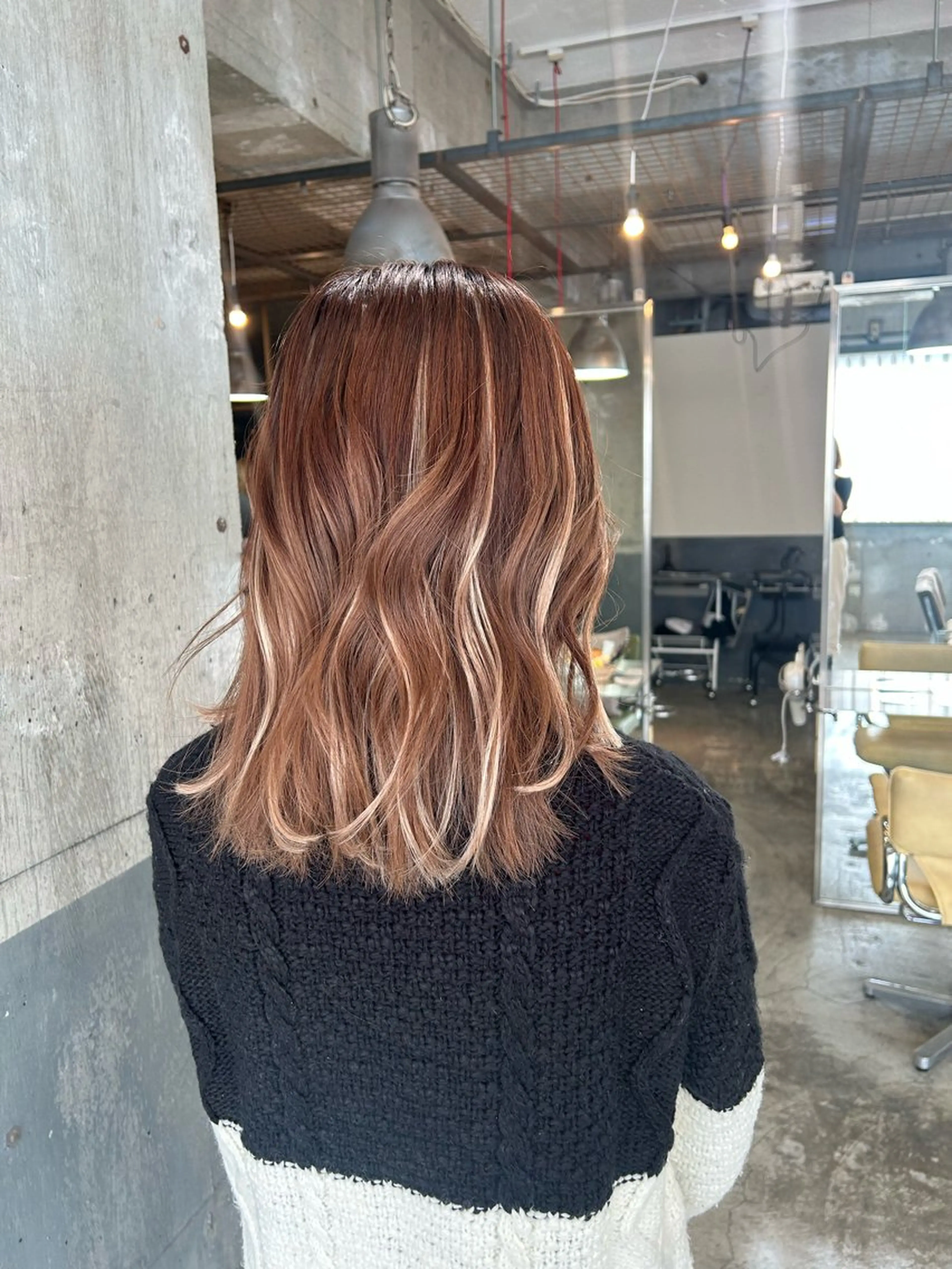 セミロング カラー ハイライトカラー エクステ ハイライト エクステ keen 立川のヘアスタイル