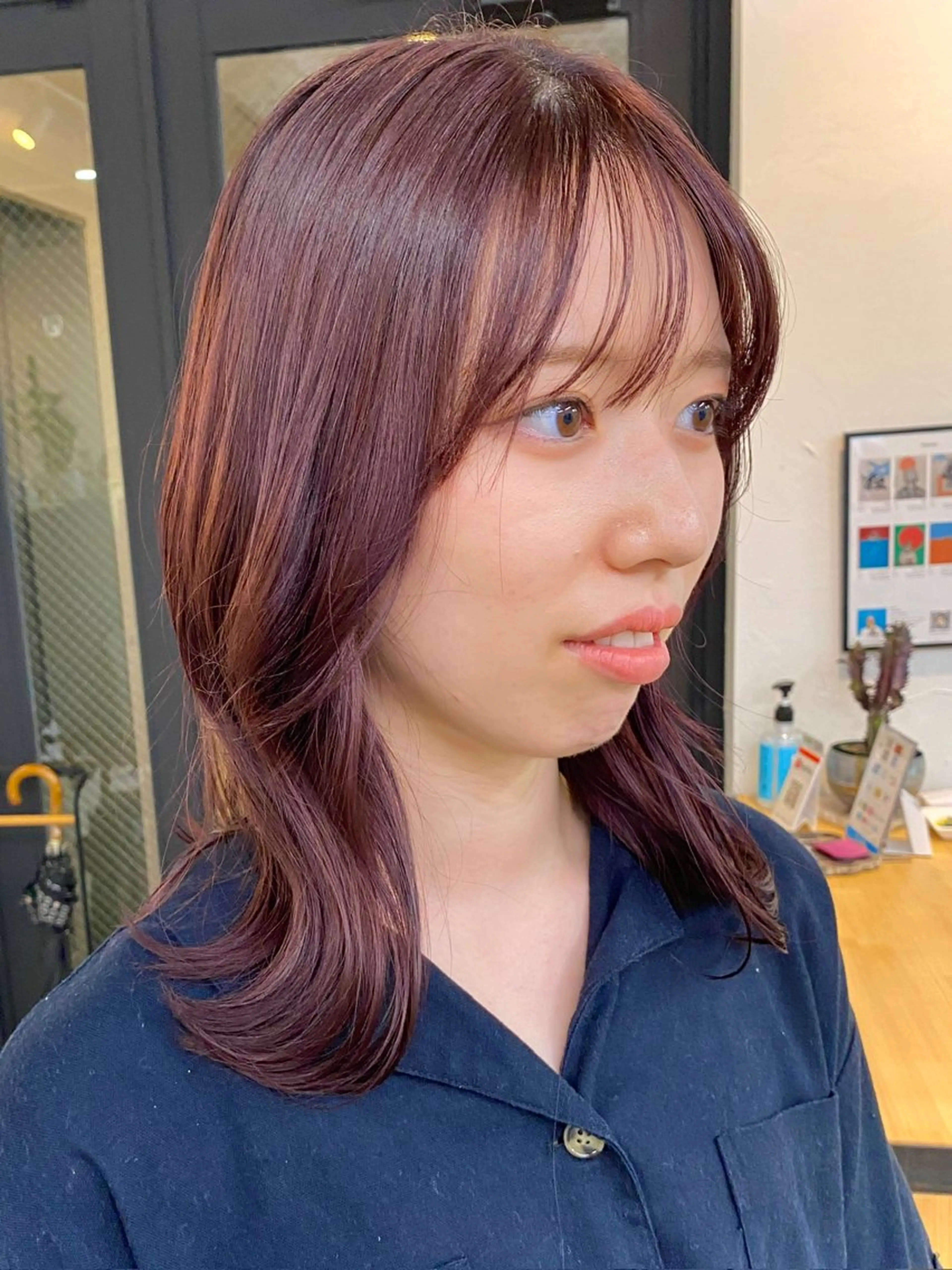 ミディアム カラー ヘアアレンジ アッシュ ピンクカラー ピンクアッシュ ヘアカラー 暖色カラー/天神/ ヘイマサクラのヘアスタイル