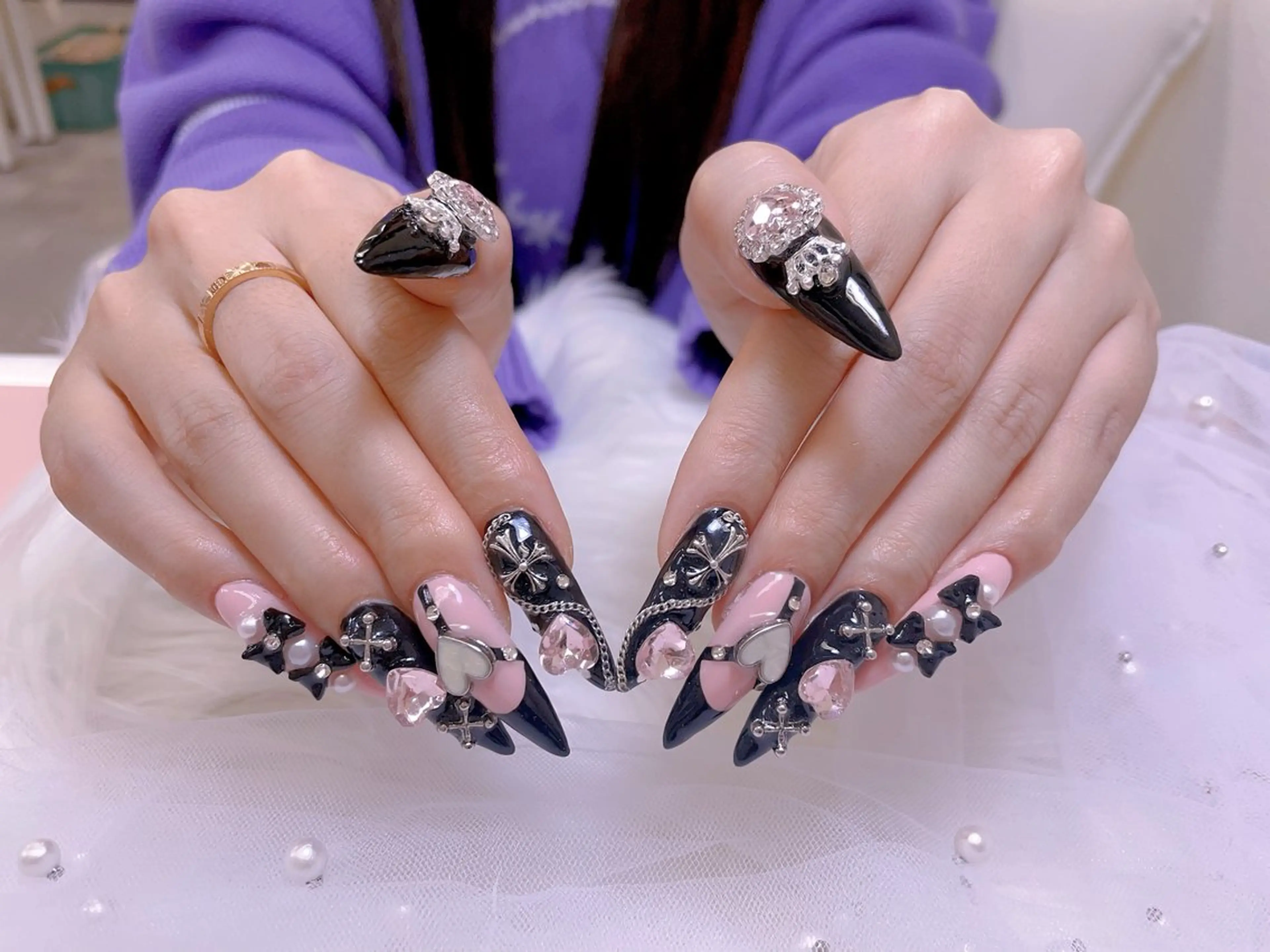 ネイル ハート 韓国ネイル スカルプネイル 夏ネイル ワンホンネイル ハンドネイル MELODY BEAUTY SALON所属・Melody  スカルプ専門店のネイルデザイン