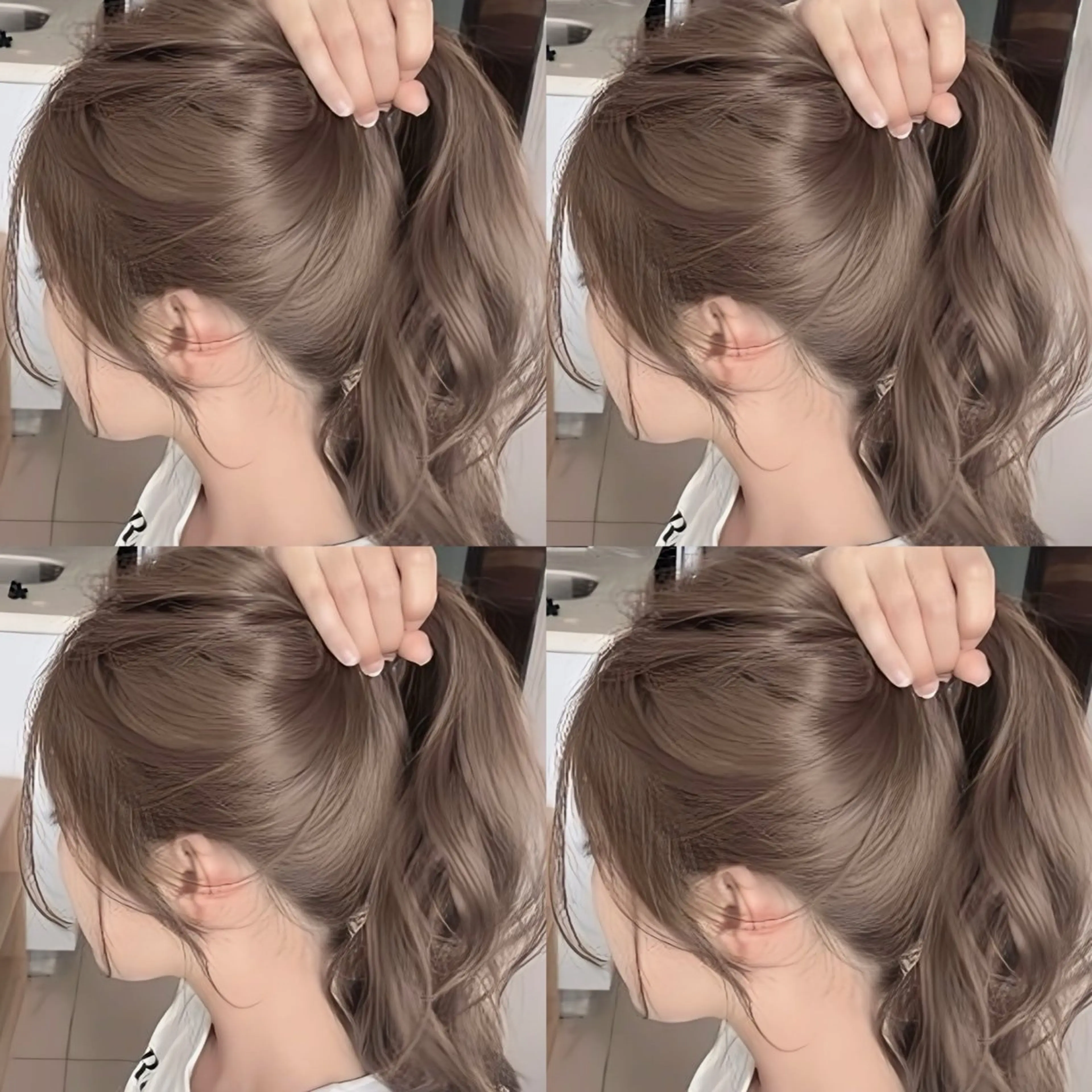 セミロング ヘアカラー トリートメント ヘッドスパ 透明感♡グレージュ ♡ミルクティー♡のヘアスタイル