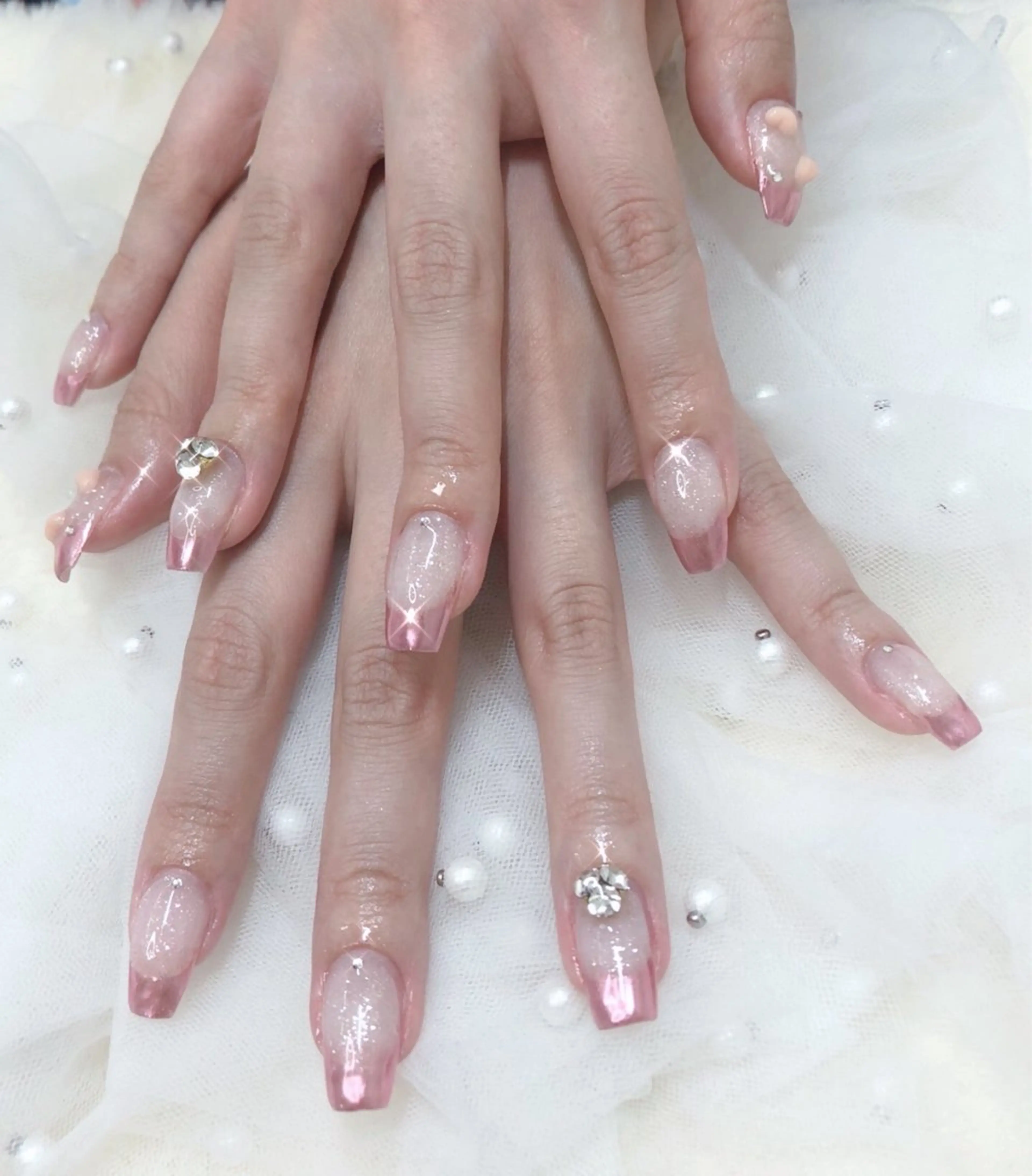 ネイル フットネイル フレンチネイル ジェルネイル ガラスフレンチ 韓国ネイル ハンドネイル ハンドケア 大門浜松町 ネイルのネイルデザイン