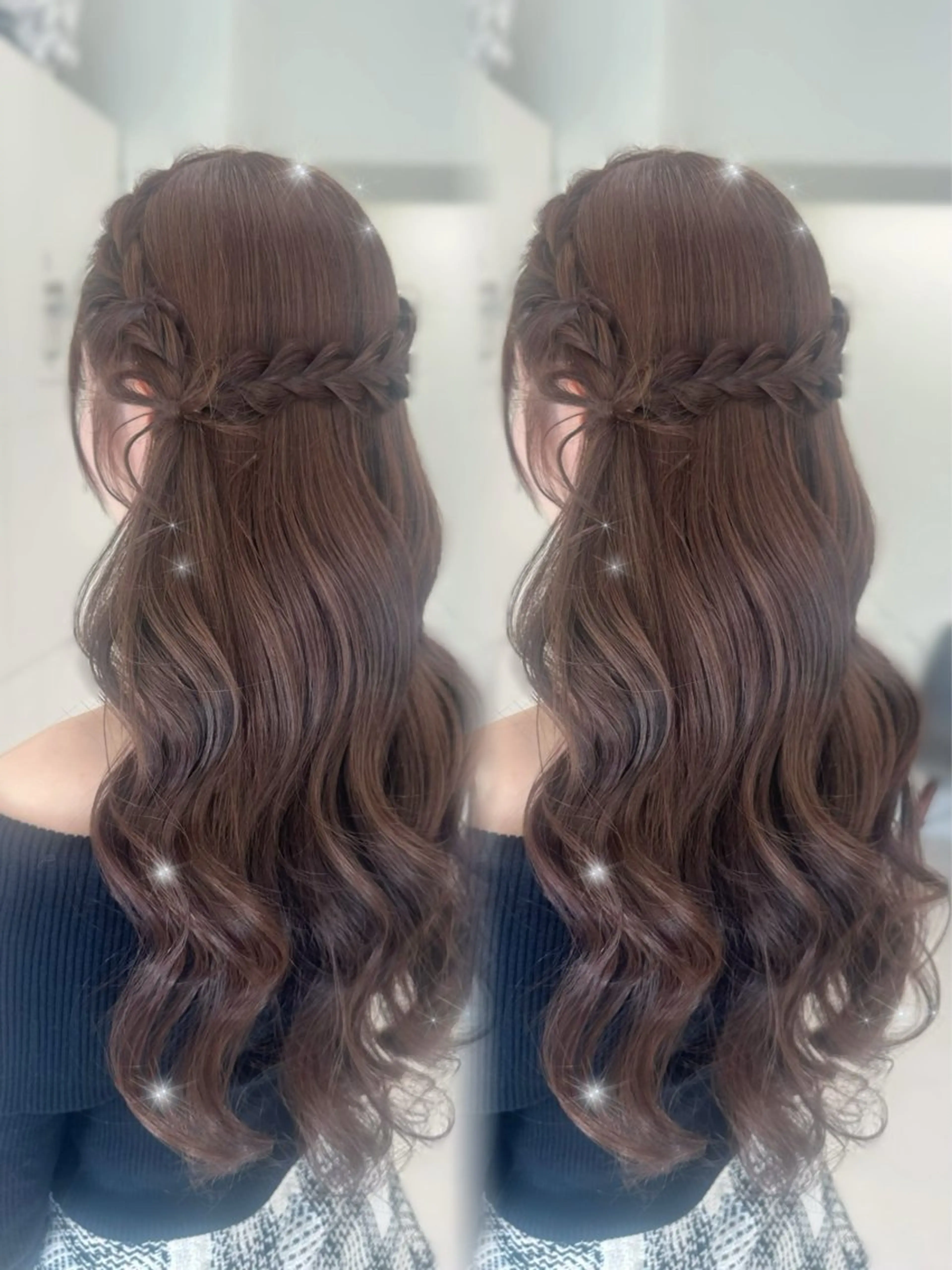 ヘアアレンジ ハーフアップ ヘアセット 顔周りcut/ 艶ワンカラー♥ちさきのヘアスタイル