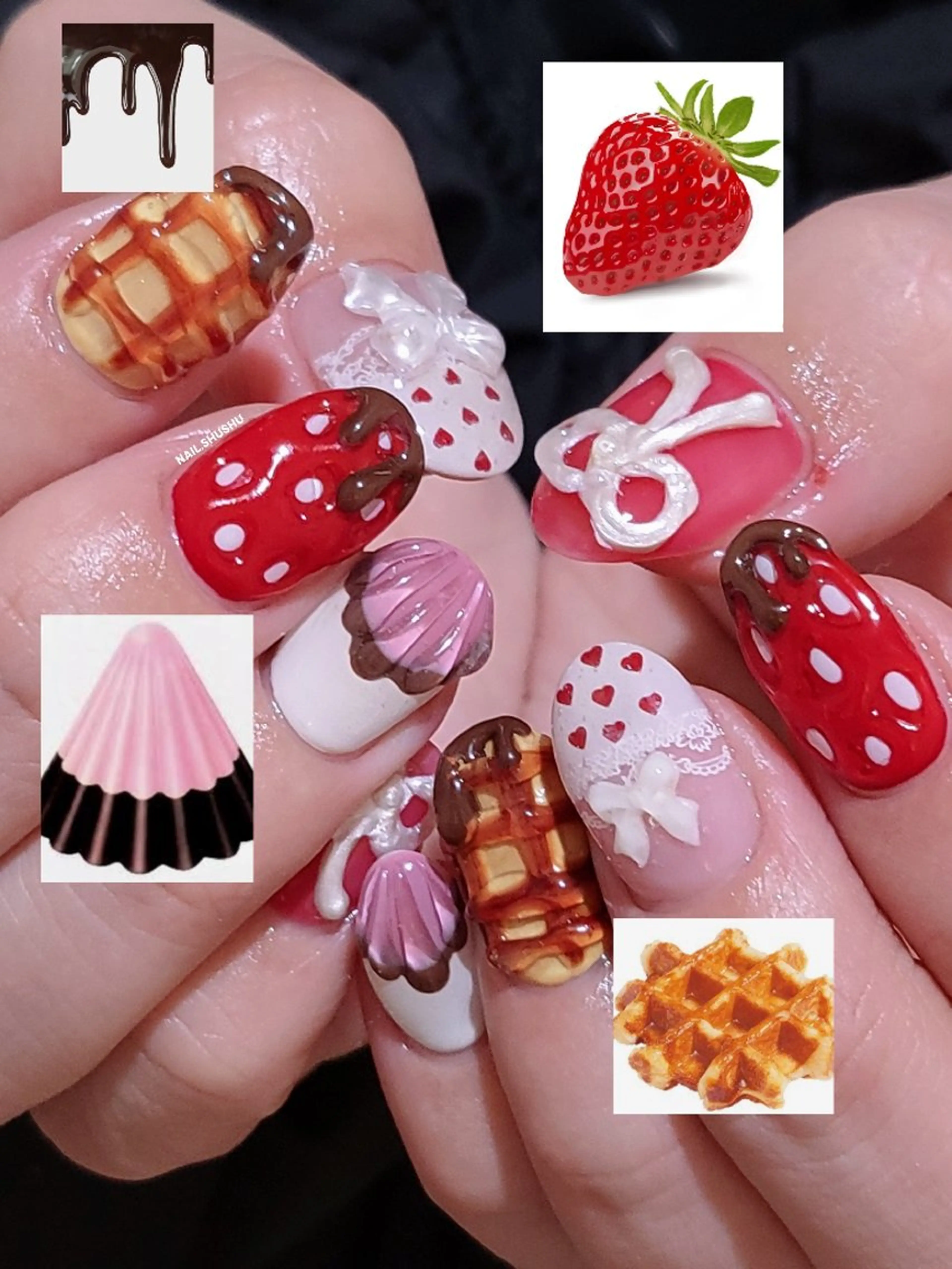 ネイル ハンドネイル 3dパーツ/流行り 👧shushu❤️のネイルデザイン