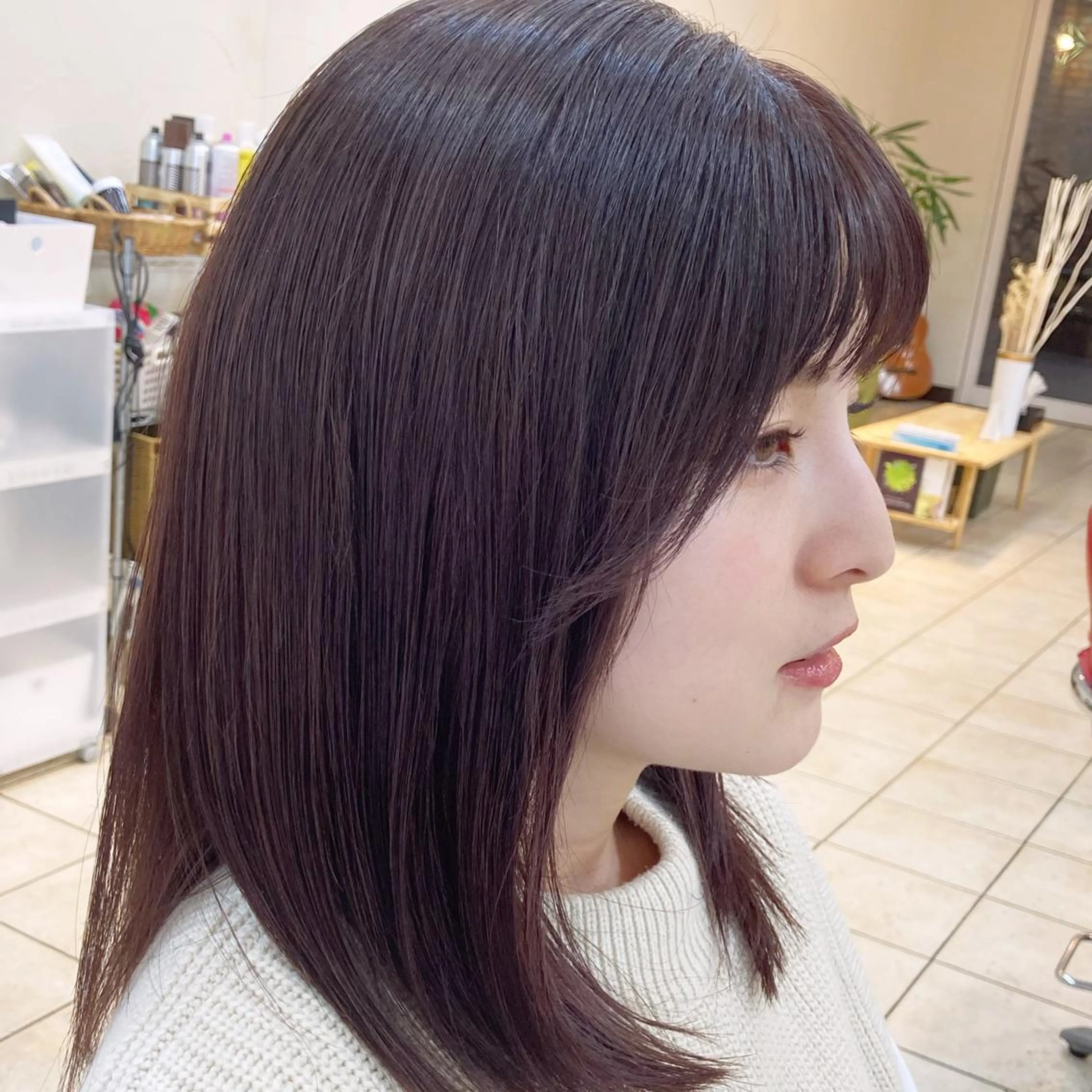 ミディアム カラー カット ヘアカラー トリートメント 樋野 亮のヘアスタイル