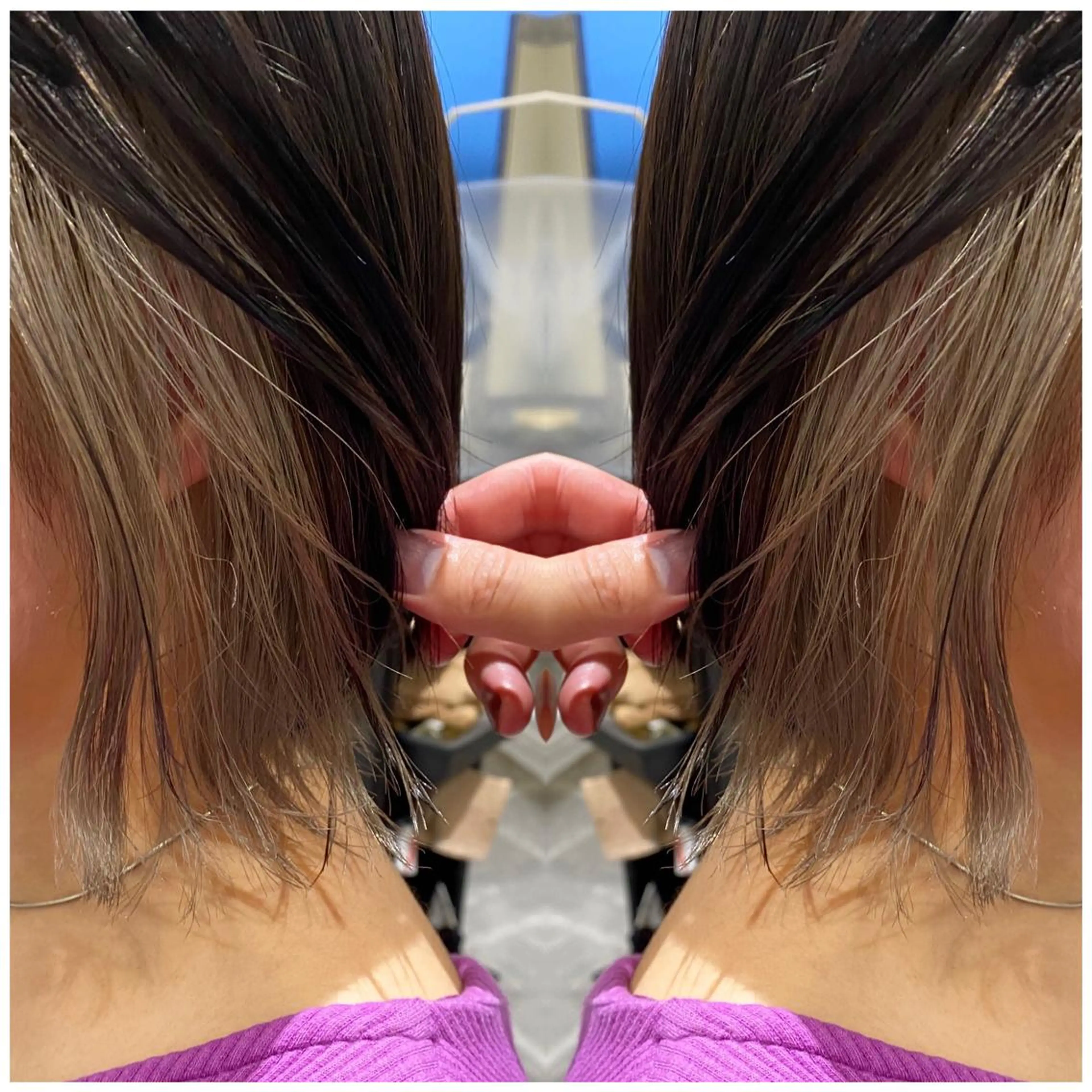 ミディアム カラー ヘアアレンジ ベージュカラー インナーカラー 竹内啓太 ボブのヘアスタイル