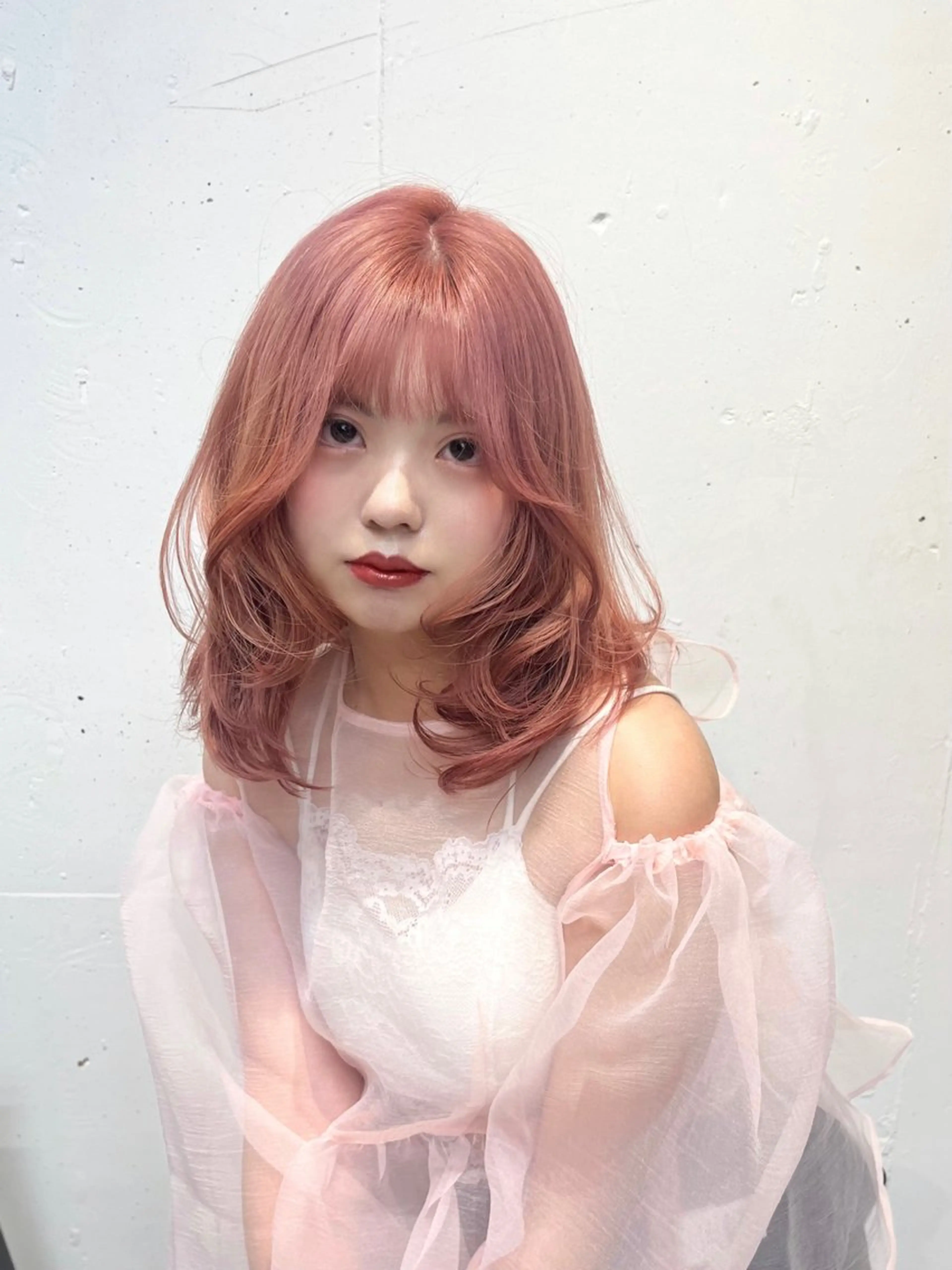 ミディアム カラー ピンクカラー カット ヘアカラー 🎀taro ブリーチなしカラーのヘアスタイル