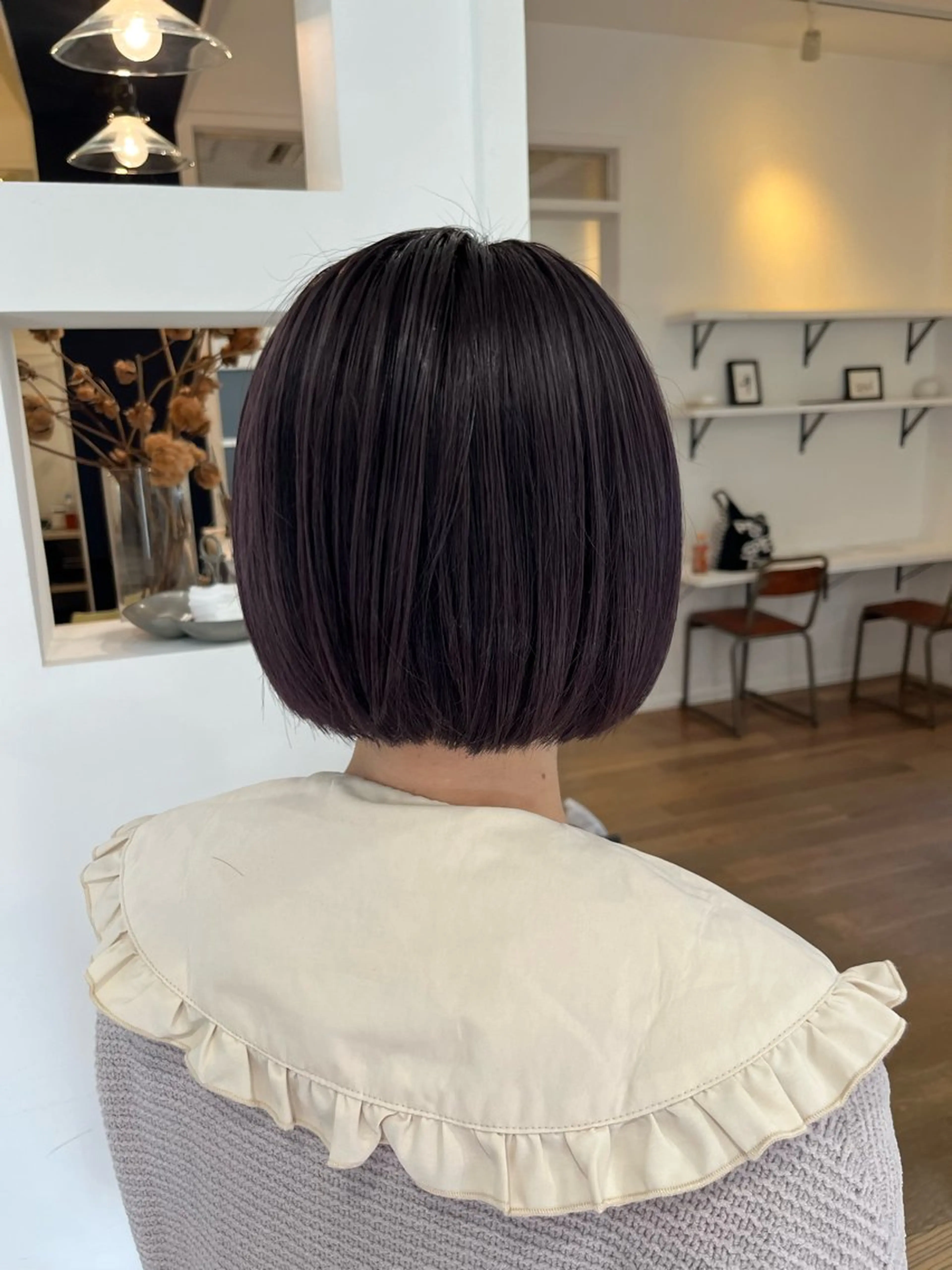 ショート ラベンダーブラウン トリートメント ヘアカラー トリートメント 無料カットモデル‪✨ ✂️Nanami🌷のヘアスタイル