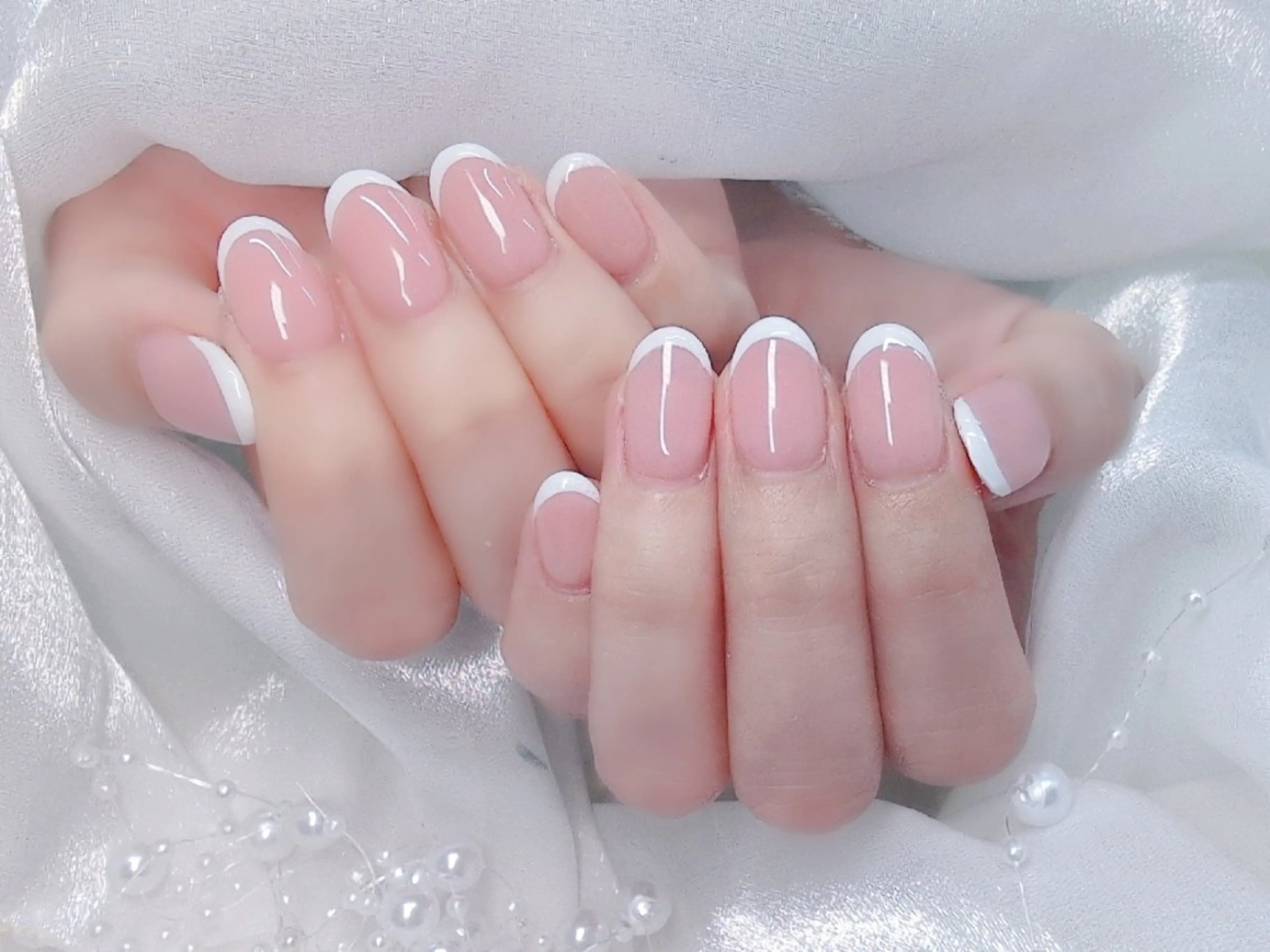 ネイル チークネイル 長さ出し フラッシュネイル フレンチネイル ジェルネイル Chouette Nailのネイルデザイン