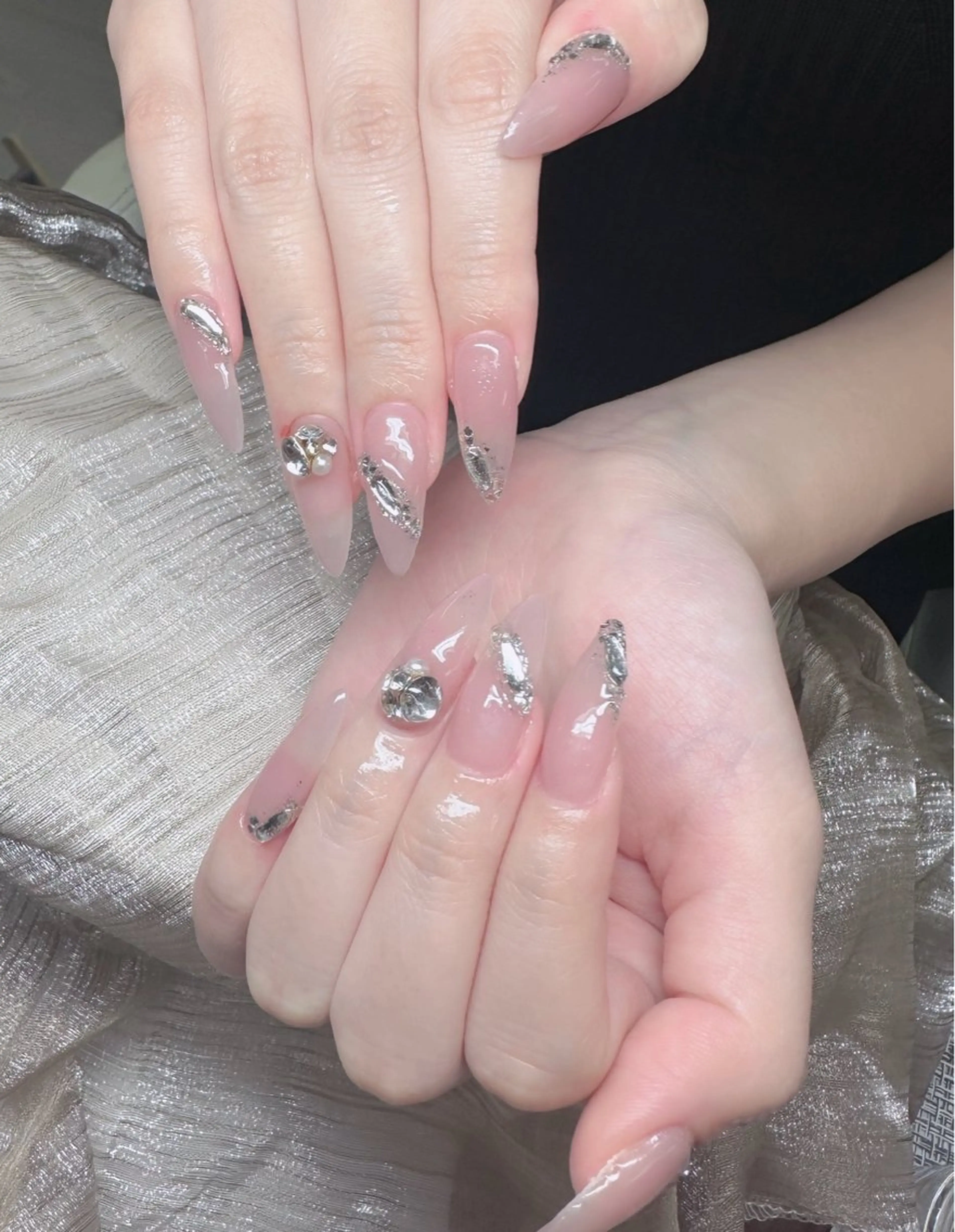 ネイル ロングネイル マグネットネイル リボン 夏ネイル スーパーロングネイル ハンドネイル Hani Nail XUKAのネイルデザイン