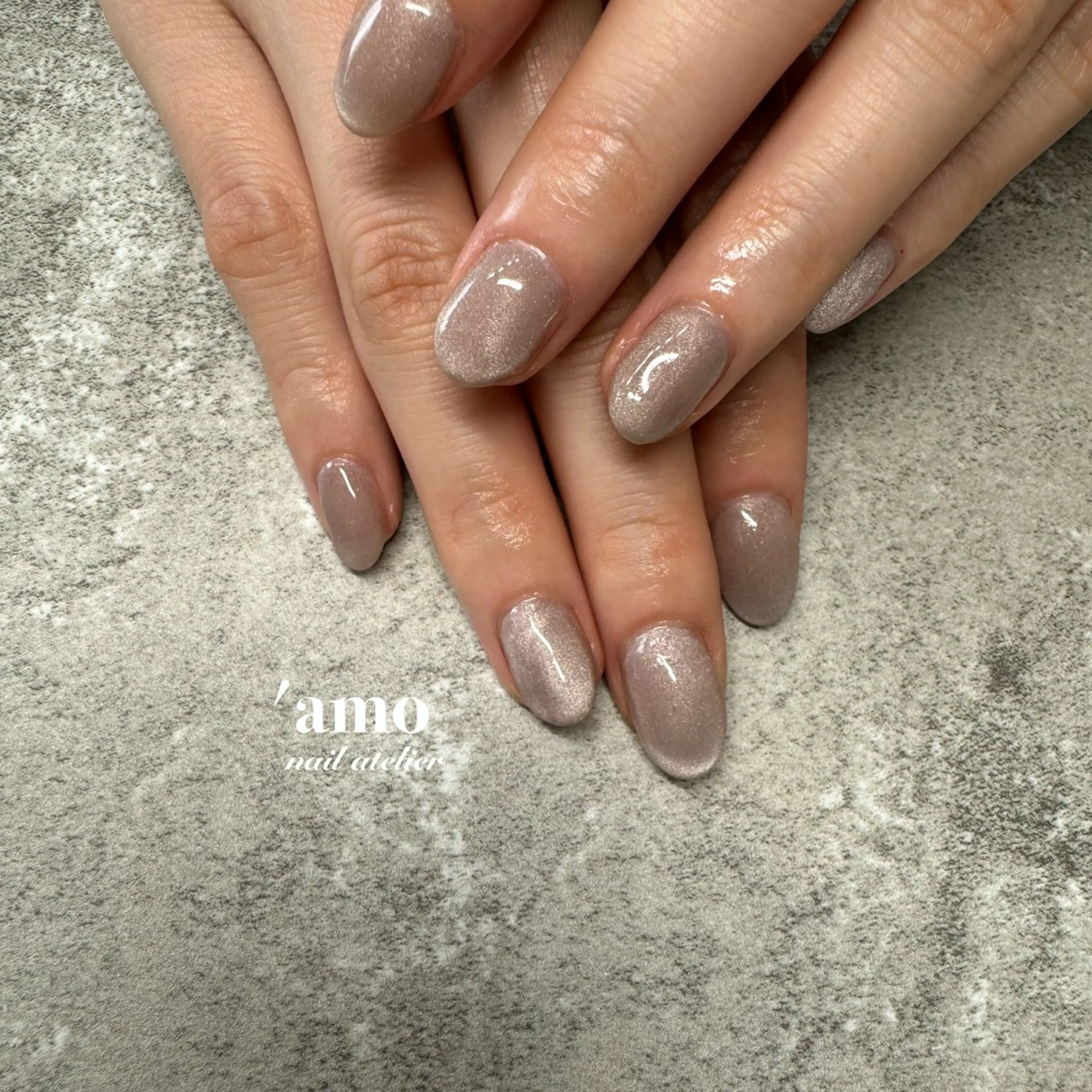 ネイル ジェルネイル マグネットネイル パラジェル ワンホンネイル 'amo nail atelierのネイルデザイン