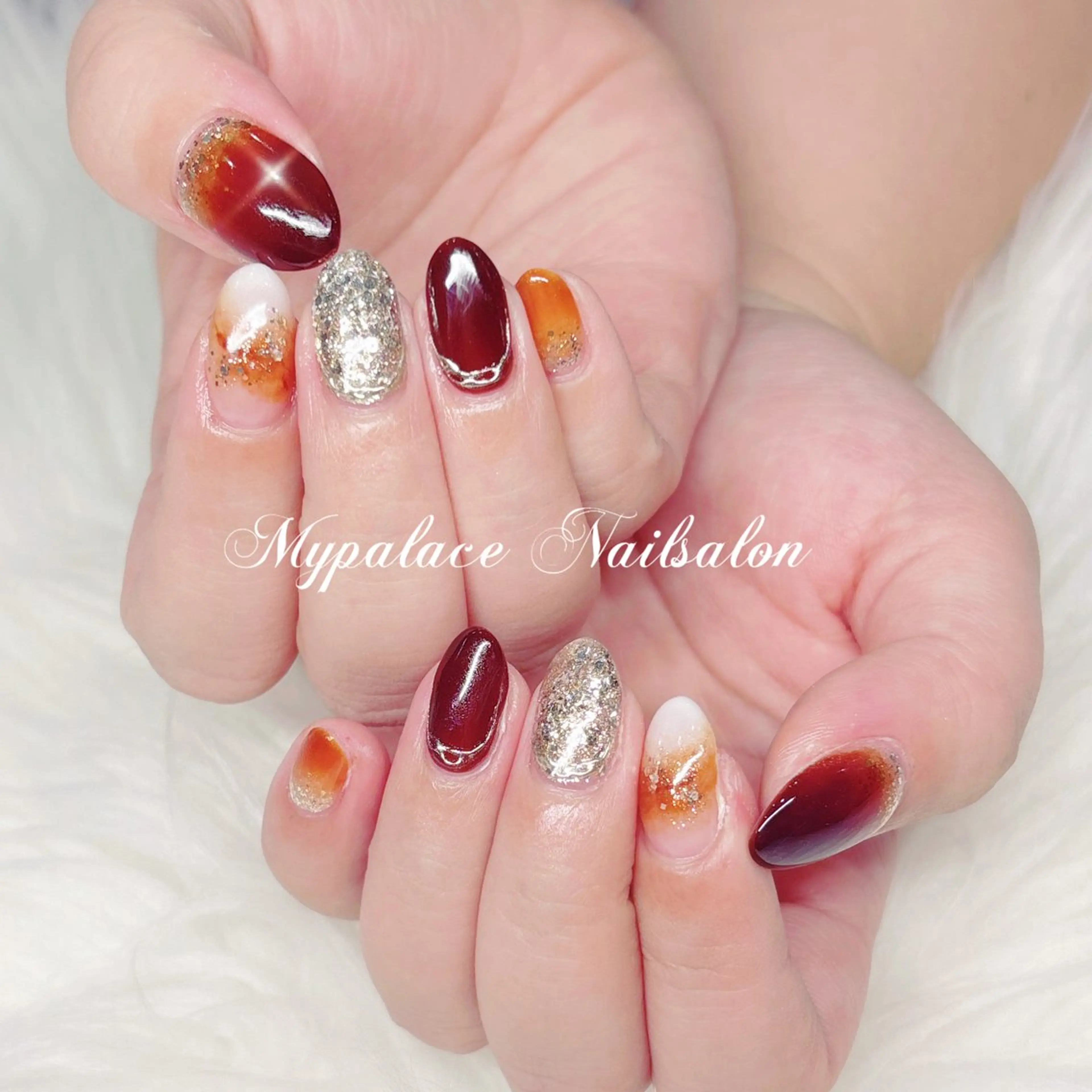 ネイル ブラウン ニュアンスネイル ハンドネイル Yuis Nailスカルプ専門のネイルデザイン