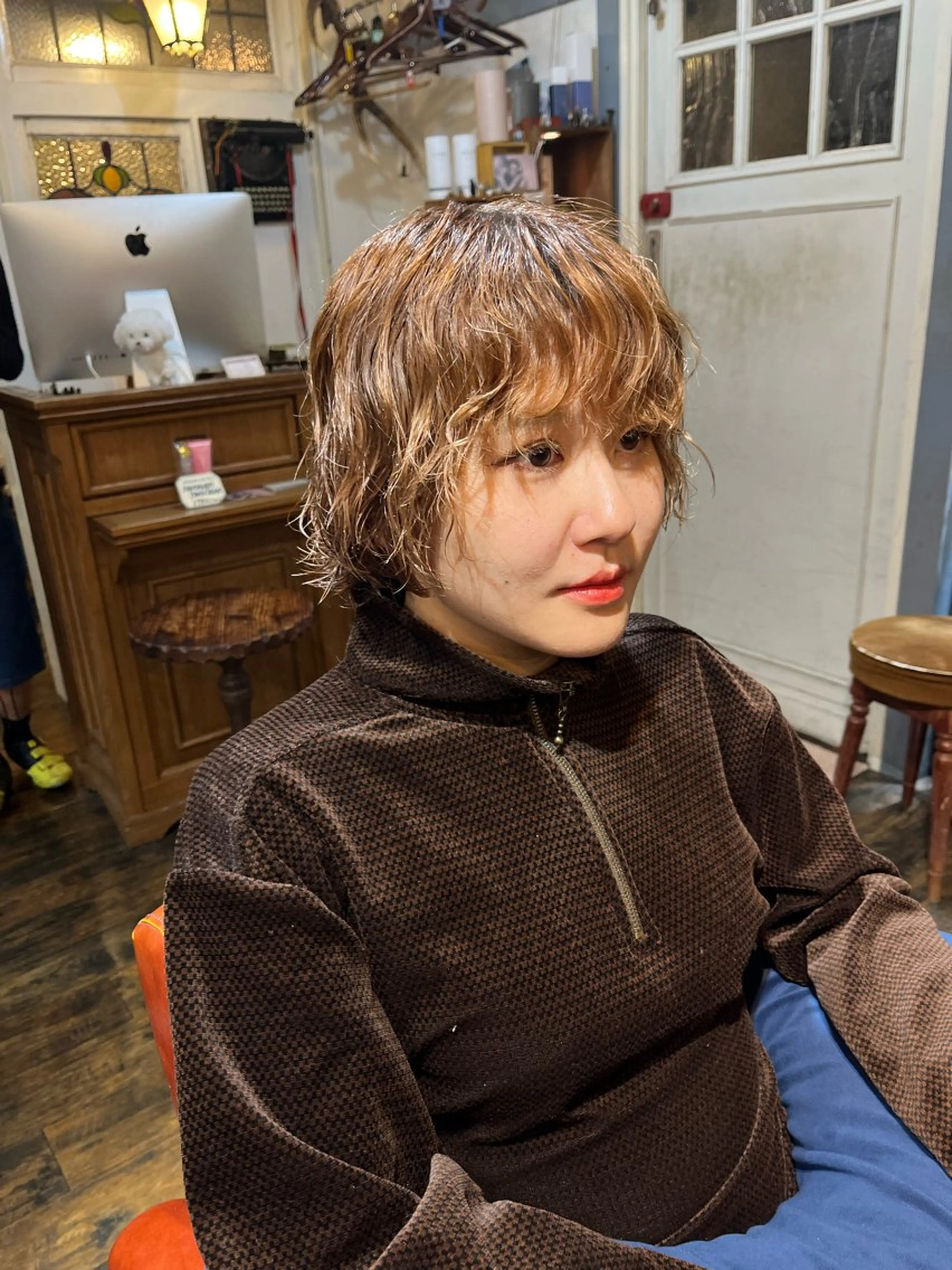 ショート パーマ ショートヘア カット パーマ ヘッドスパ 抜け感パーマ/ 顔まわり/緒方椋のヘアスタイル