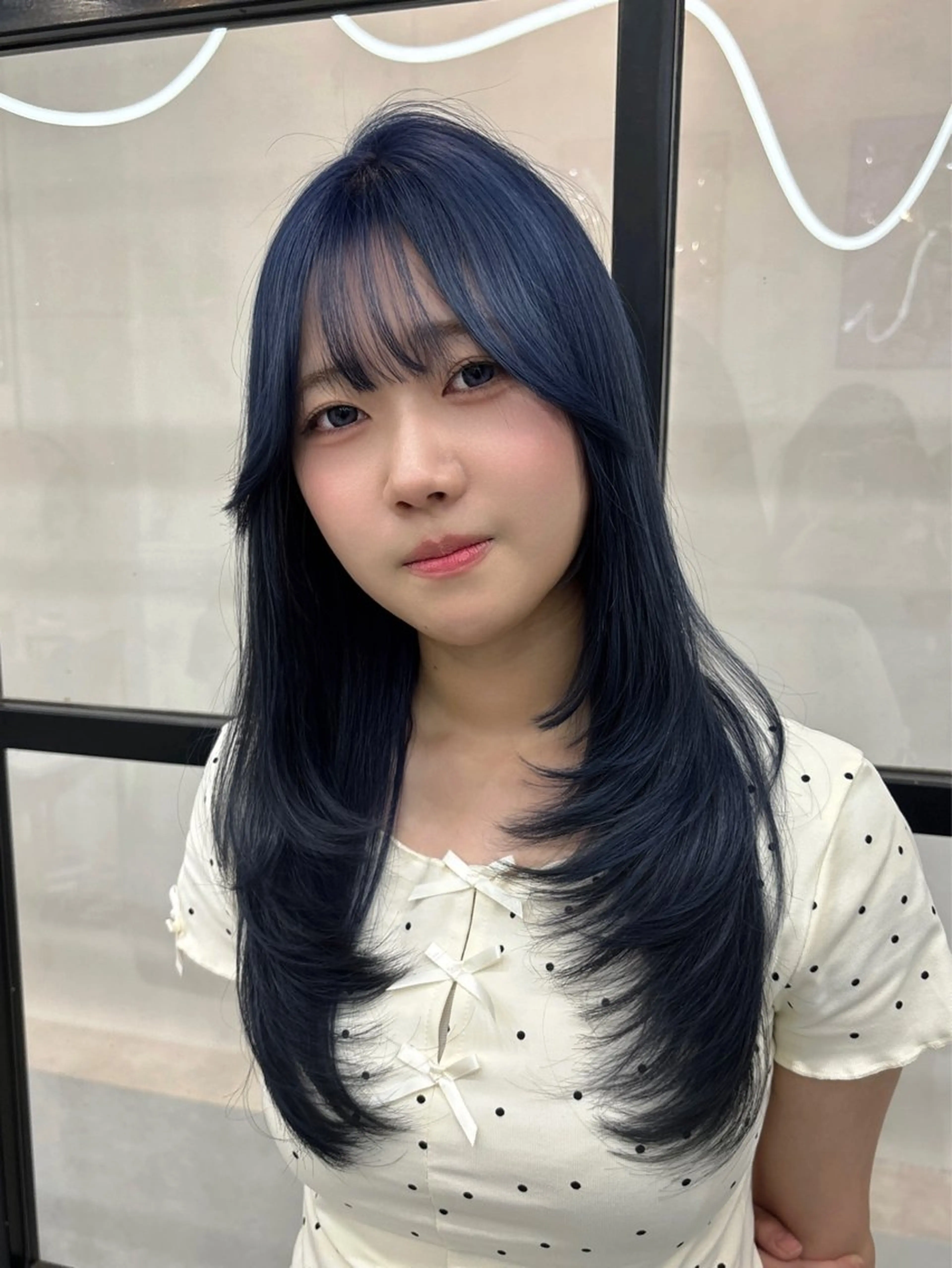 ロング カラー 顔まわりレイヤー 伸ばしかけ 韓国風ヘア レイヤーカット 小顔カット カット ヘアカラー fudge所属・MaisonHALU 松浦光咲のヘアスタイル