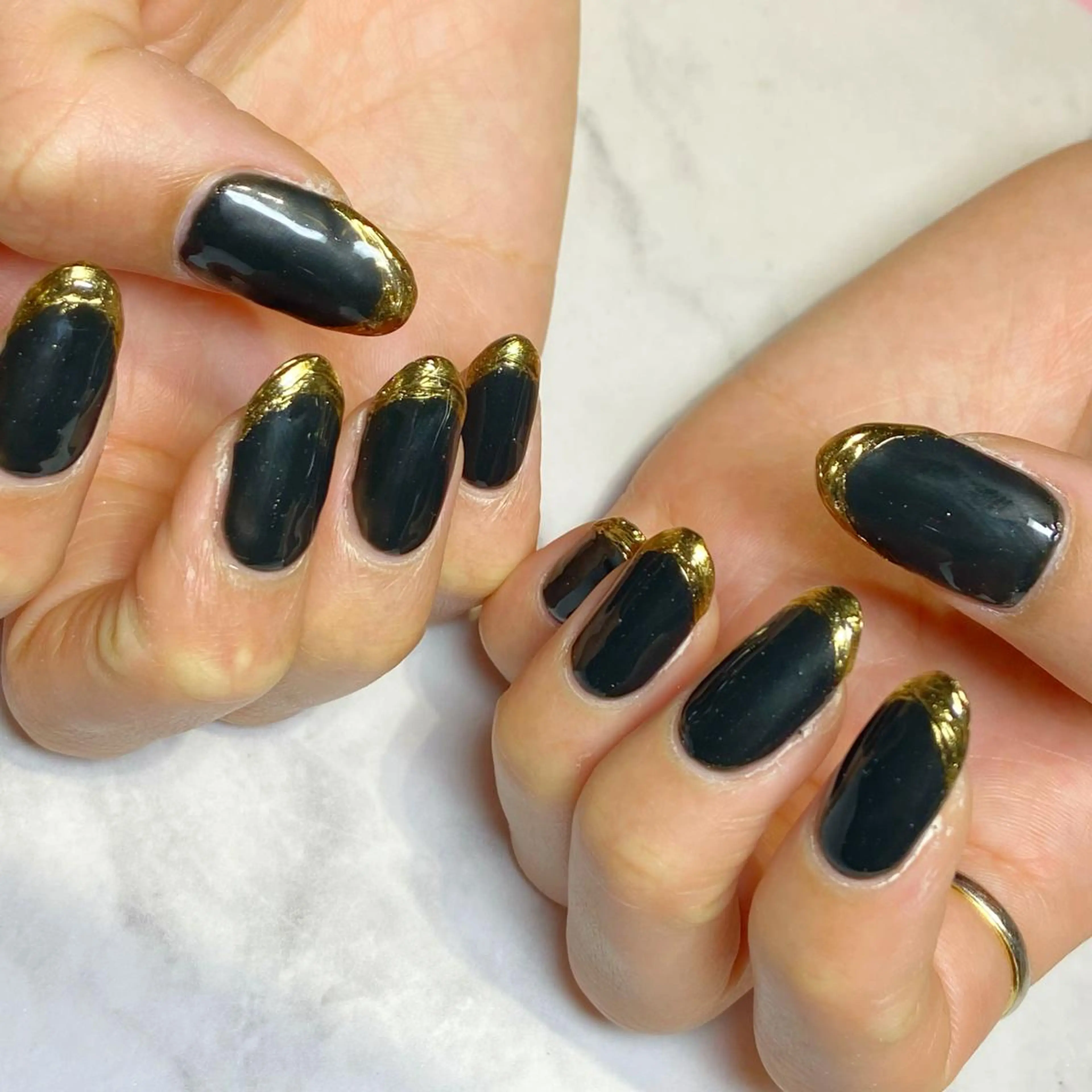 ネイル フレンチネイル ジェルネイル ミラーネイル あ きのネイルデザイン