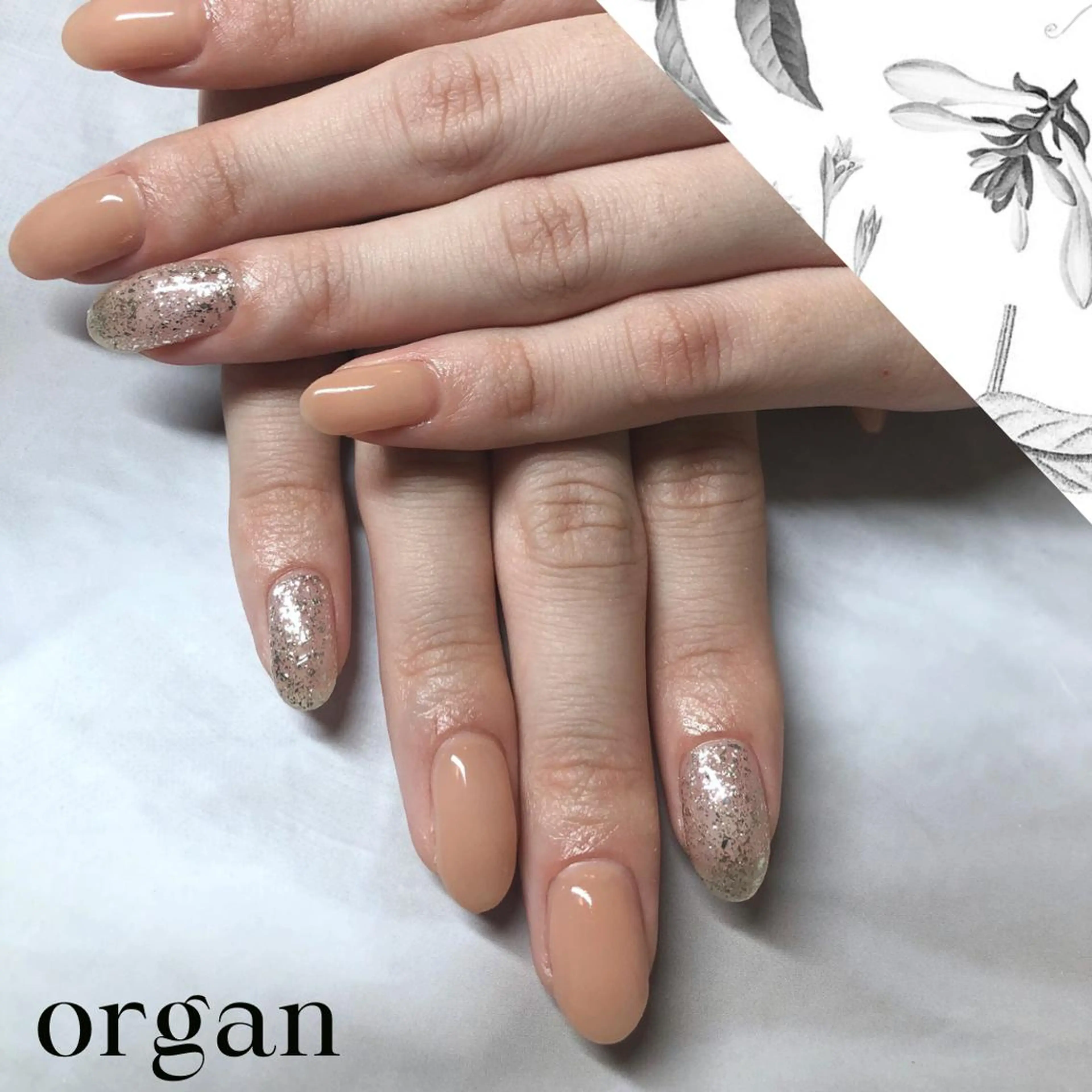 ネイル ラメ(グリッター) シンプルネイル 【ＯＲＧＡＮ】 nailのネイルデザイン