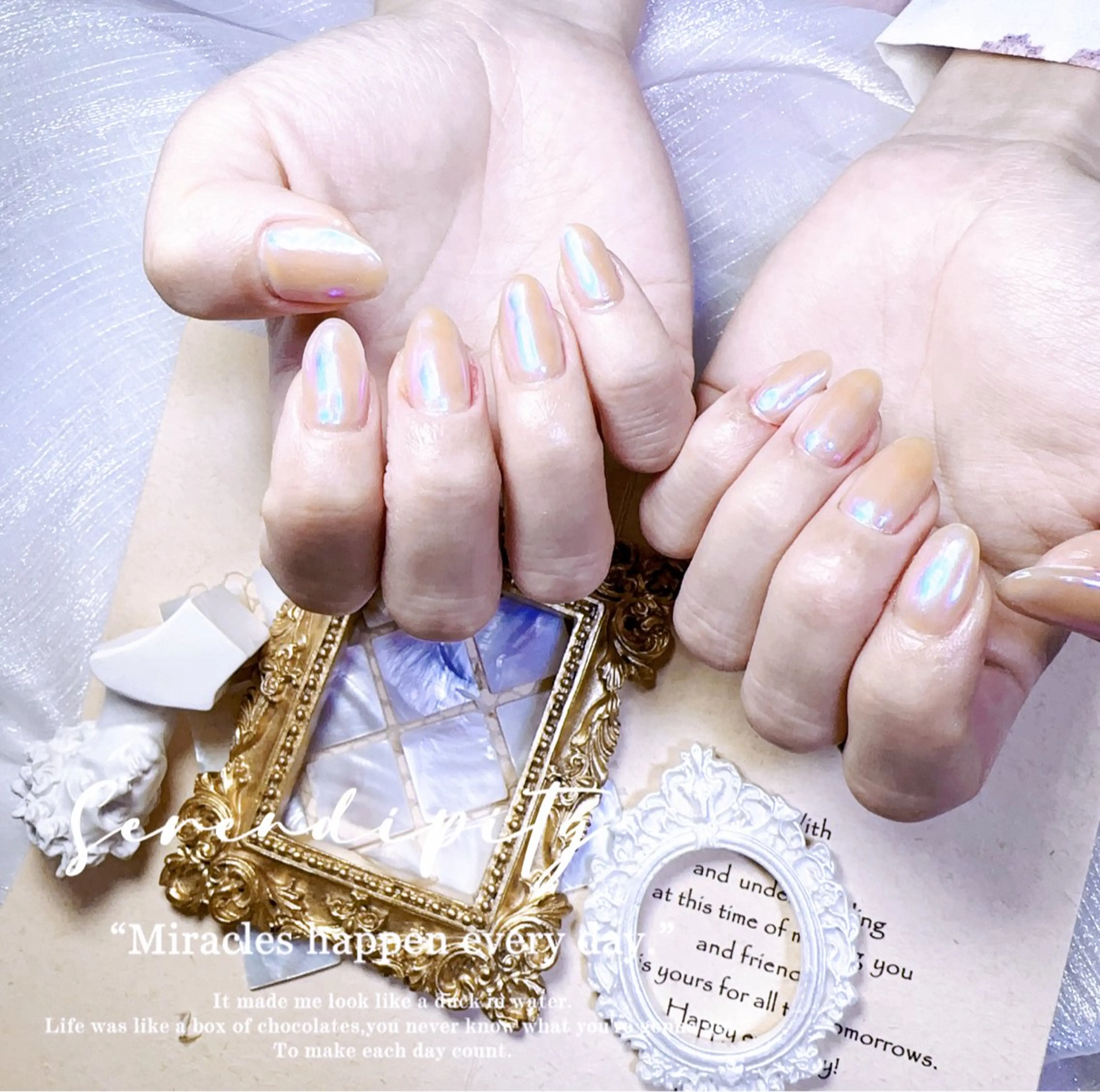 ネイル オーロラネイル ワンカラーネイル 美人計ネイルサロン所属・中山 美月のネイルデザイン