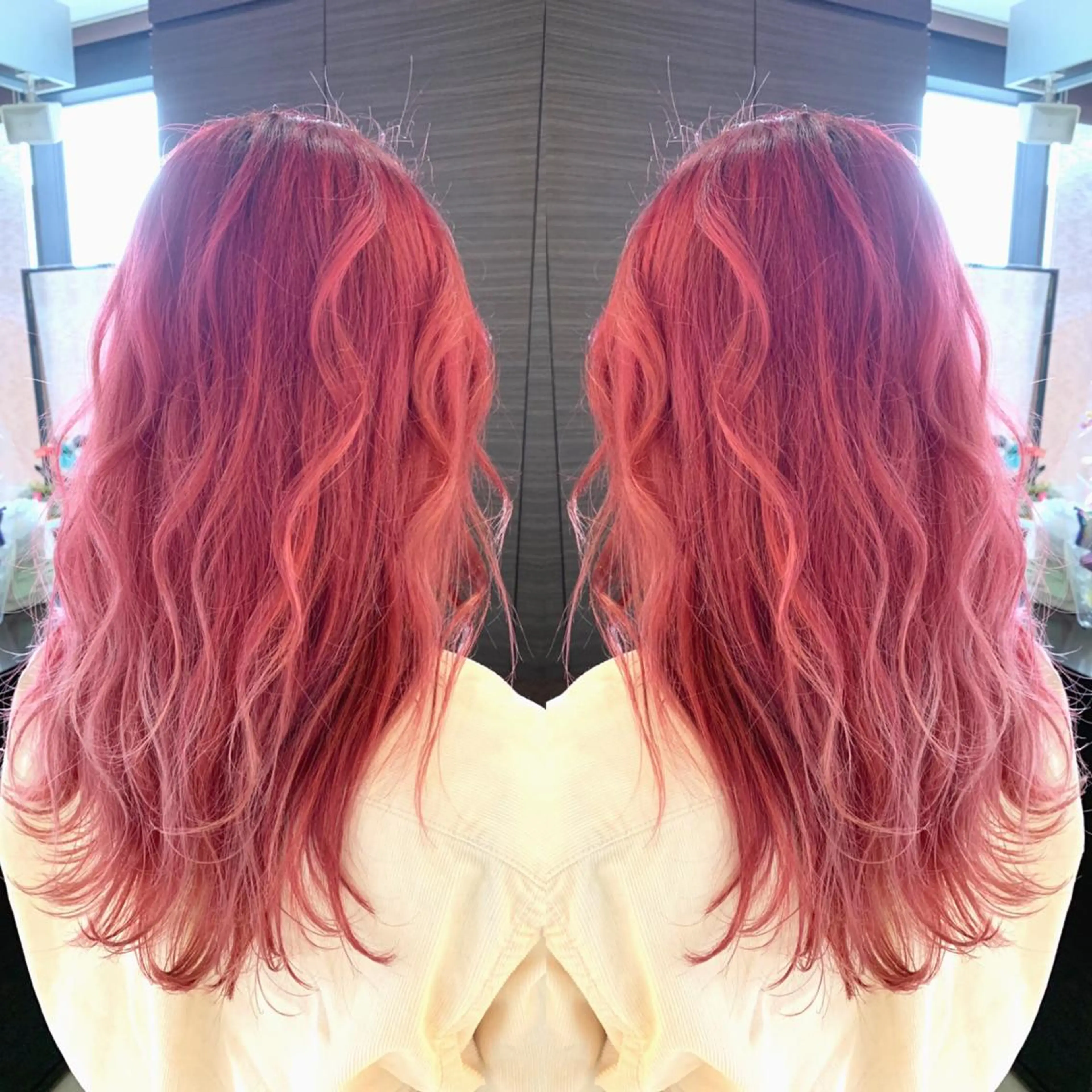 セミロング カラー ヘアアレンジ ピンクカラー Merci メルシー 福岡、今泉のヘアスタイル