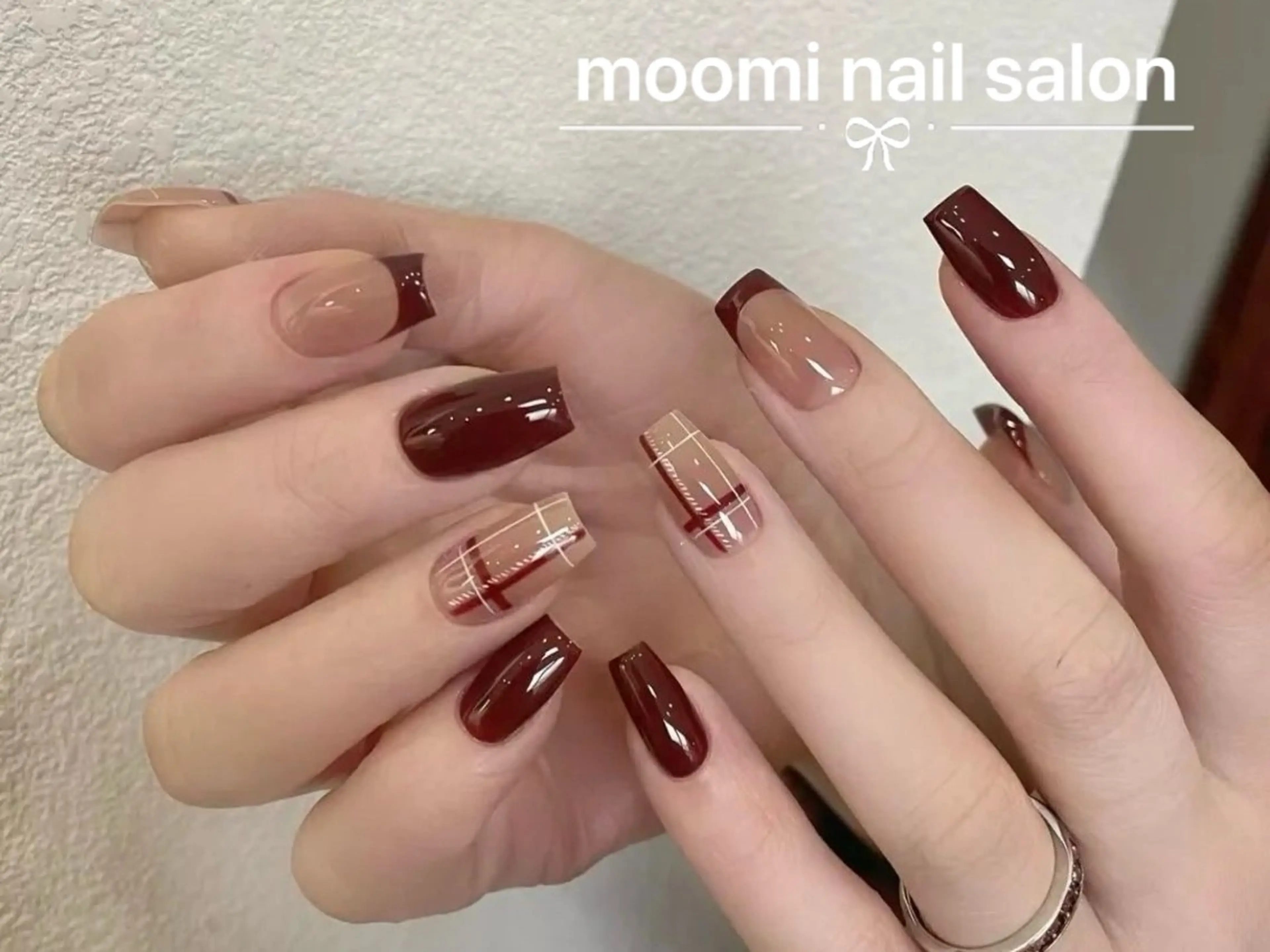 ネイル チークネイル フレンチネイル ジェルネイル グラデーション ハート ハンドネイル moomi nail スカルプ専門のネイルデザイン