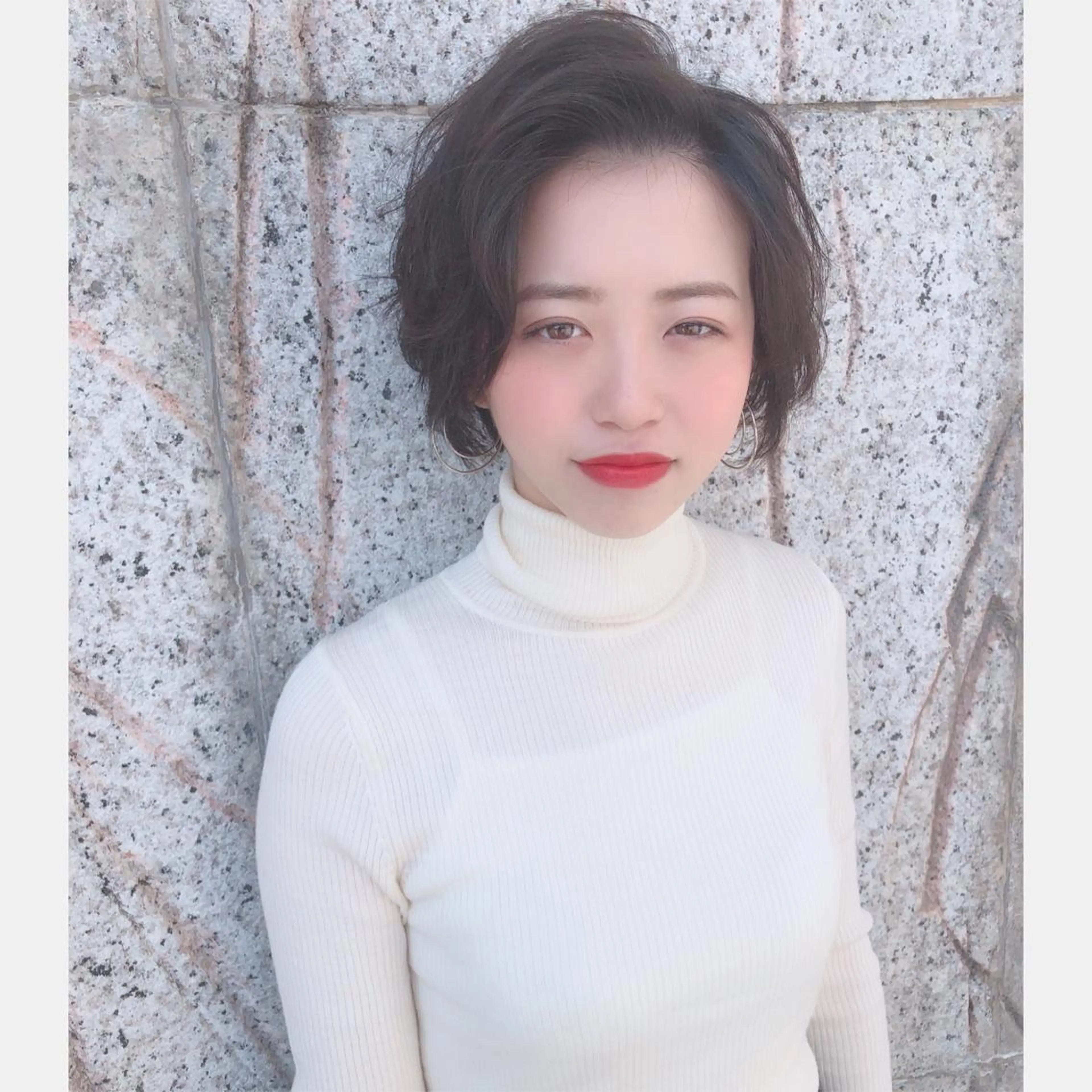 ショート かきあげバング ショートヘア カット ヘアカラー トリートメント 山崎 雄太のヘアスタイル