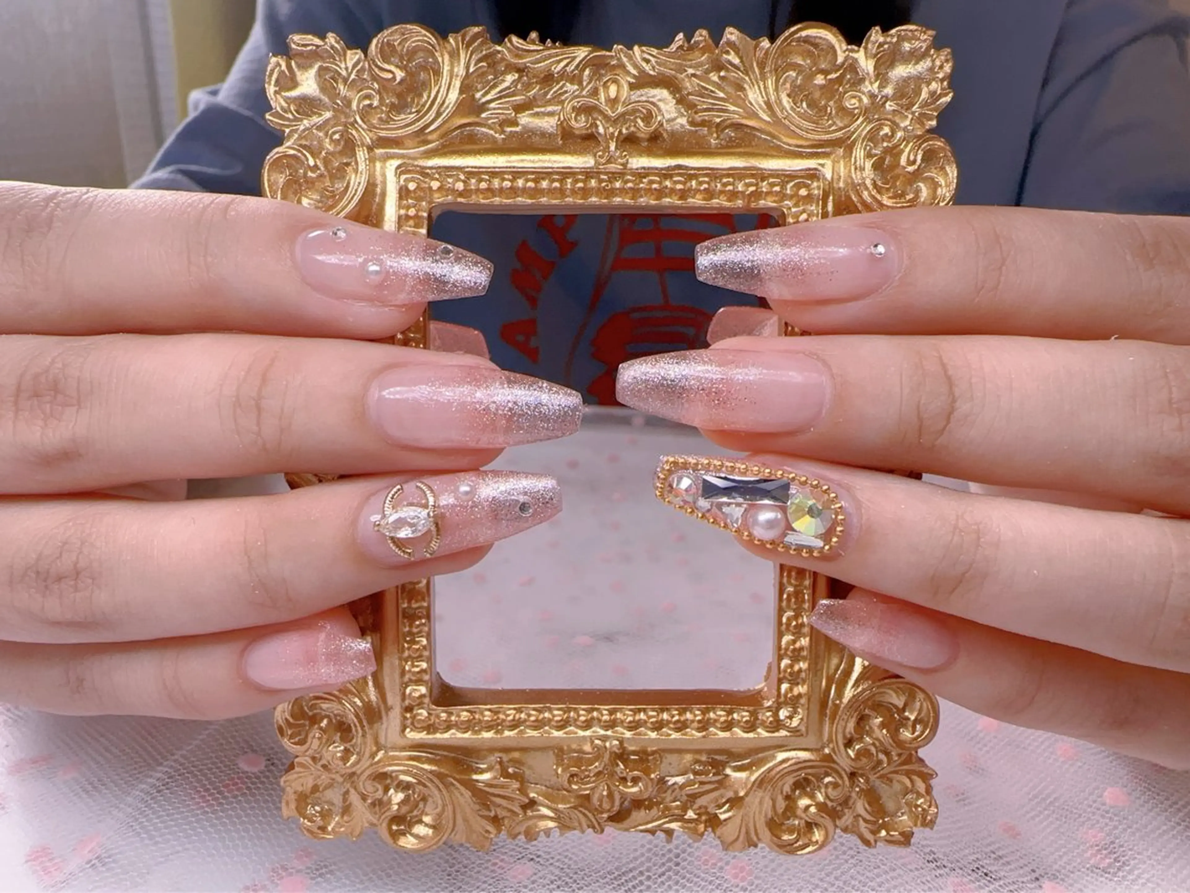 ネイル オーロラネイル 長さ出し フットネイル 韓国ネイル ラメ(グリッター) ハンドネイル Belle nail salon 新小岩のネイルデザイン