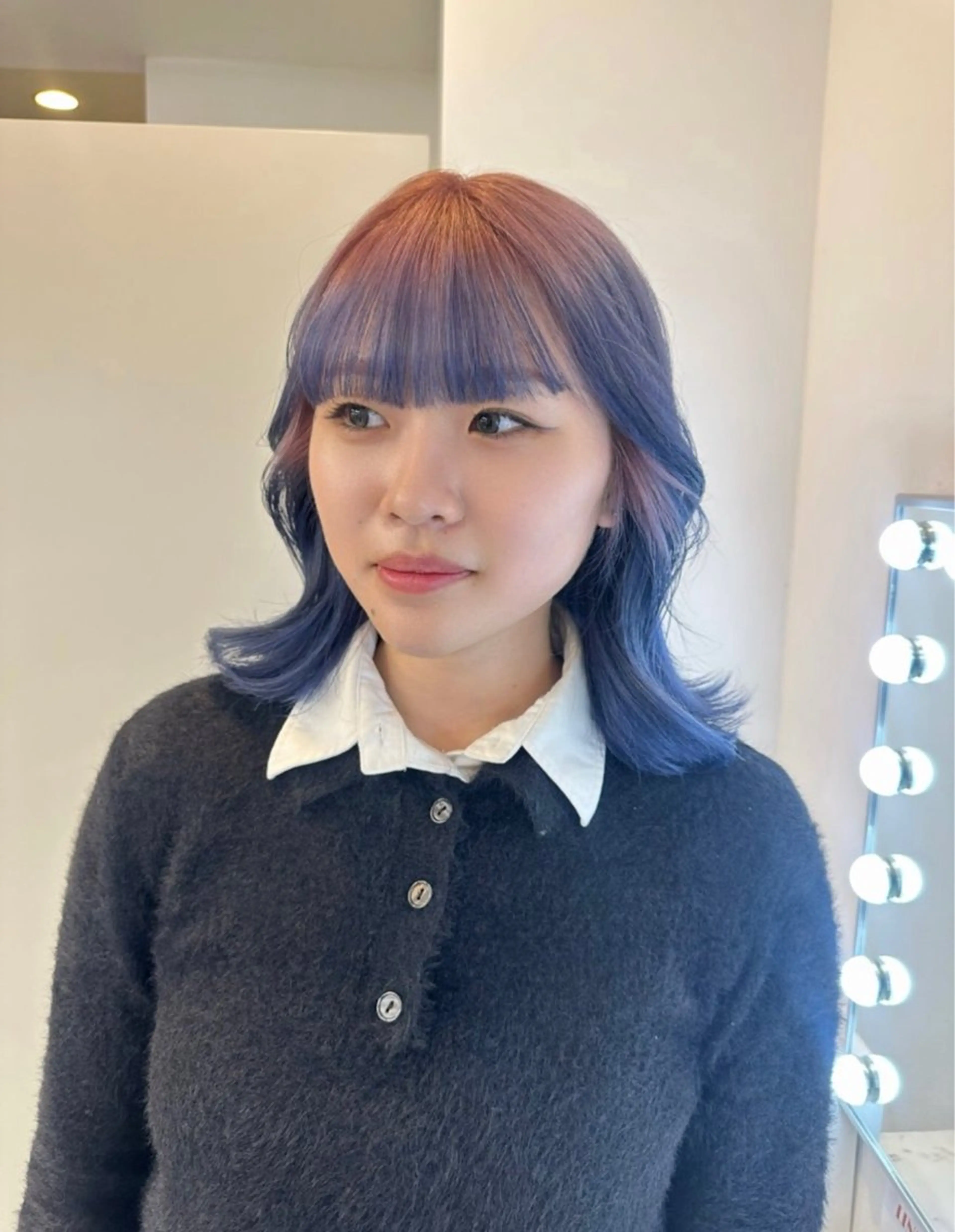 ミディアム カラー ブリーチ ブルーカラー ケアブリーチ ダブルカラー ハイトーンカラー ヘアカラー トリートメント salowin原宿iori所属・💋ハイトーンデザイ ンヘア💋A'nyuのヘアスタイル