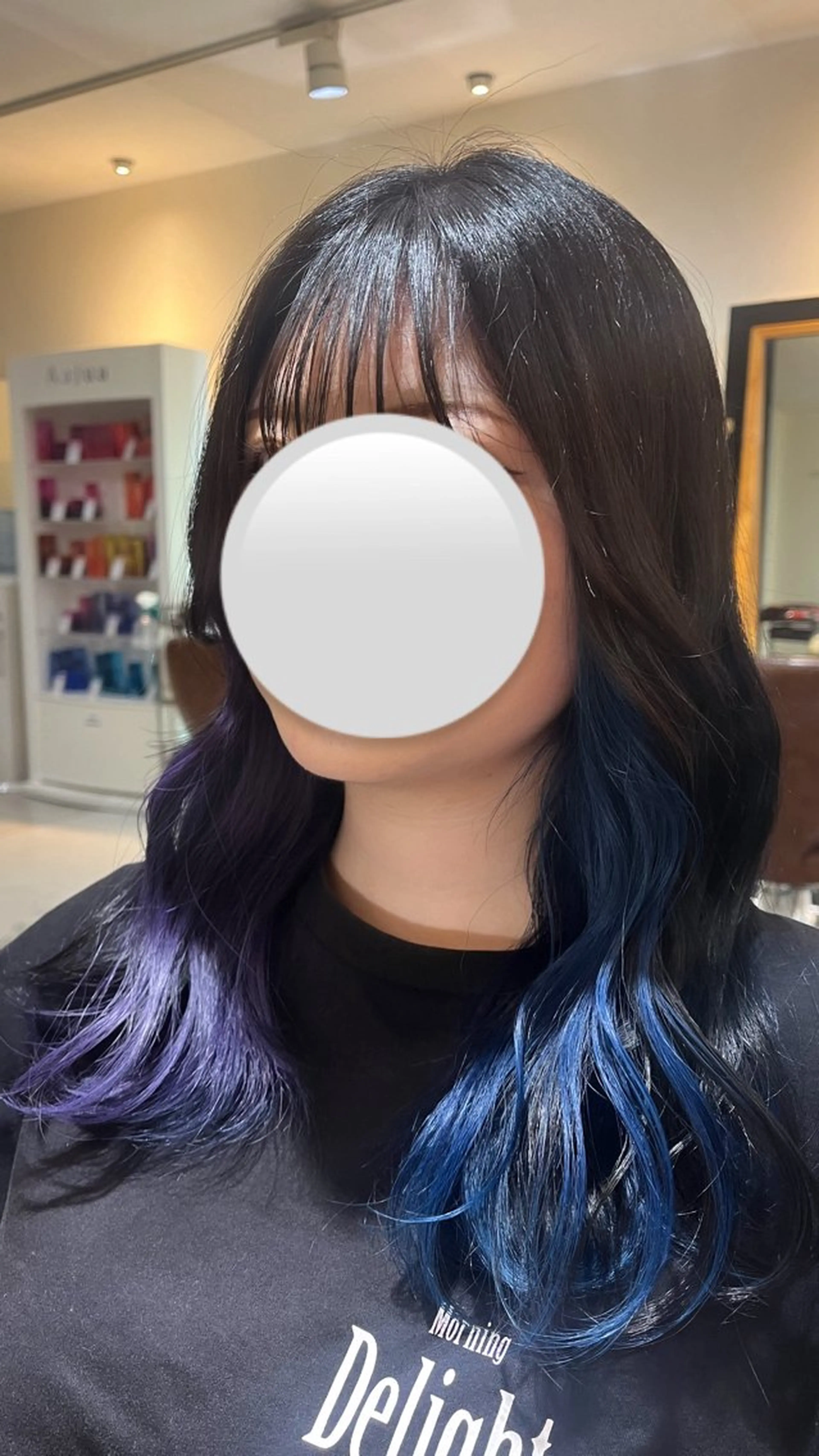 ロング カラー ブルーカラー インナーカラー パープルカラー カット ヘアカラー 大貫 遥菜のヘアスタイル